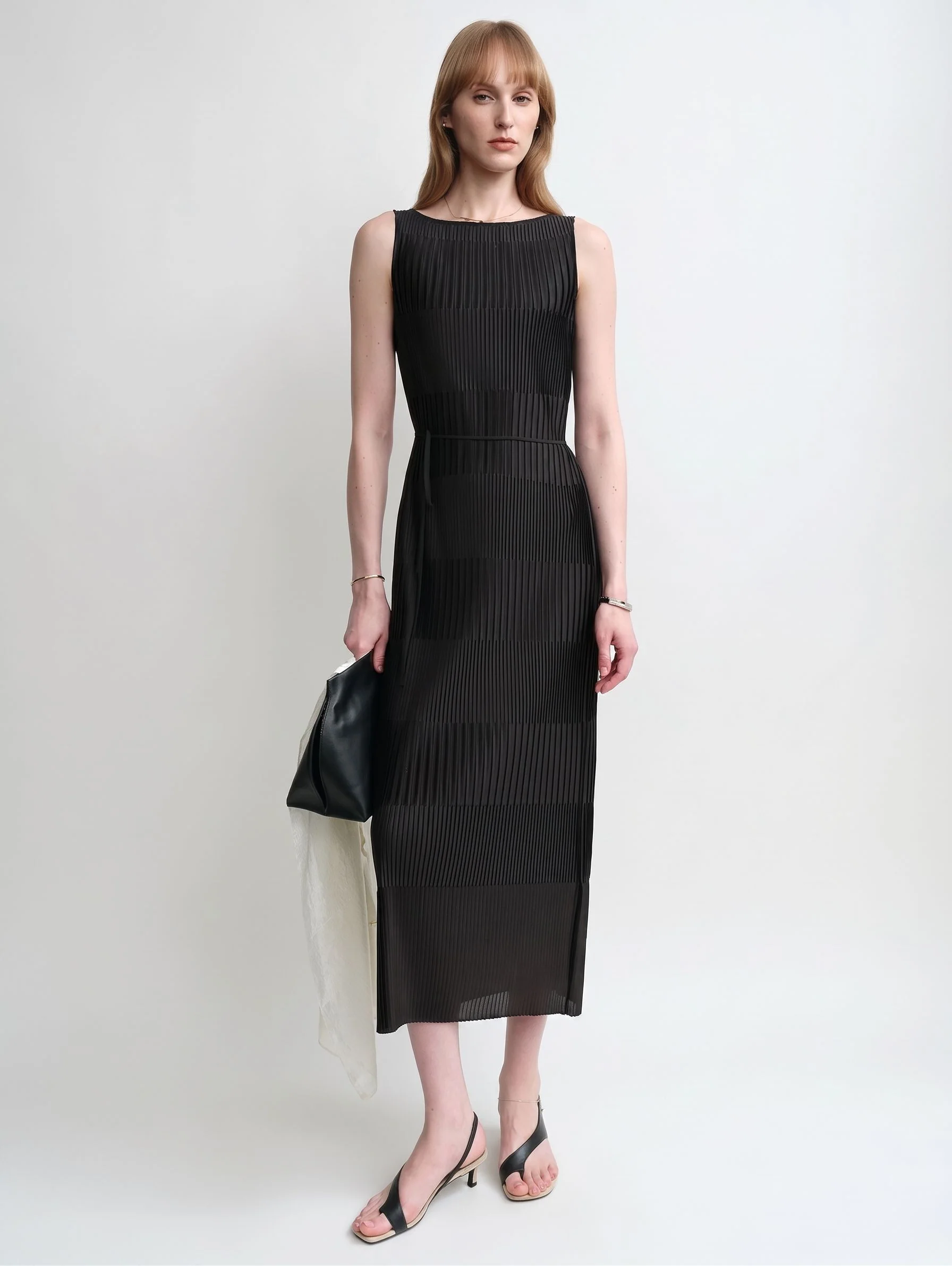 Pleated Belted Midi Dress - Image 8