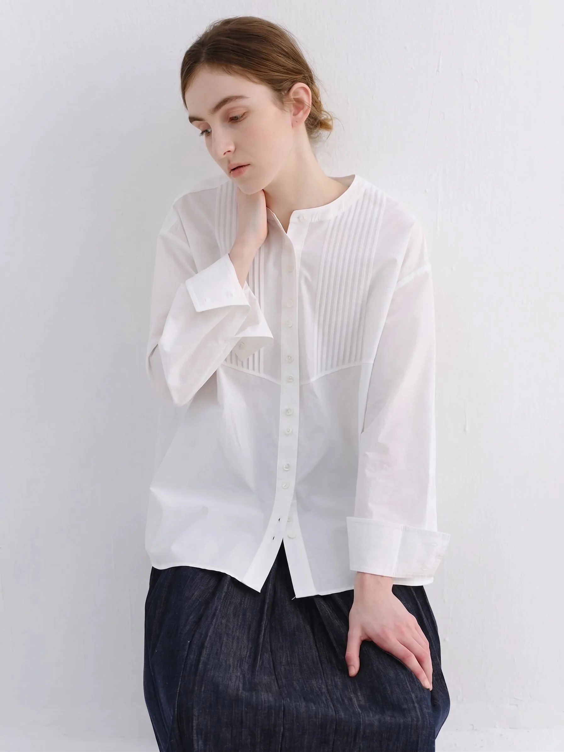Pleated Bib Shirt
