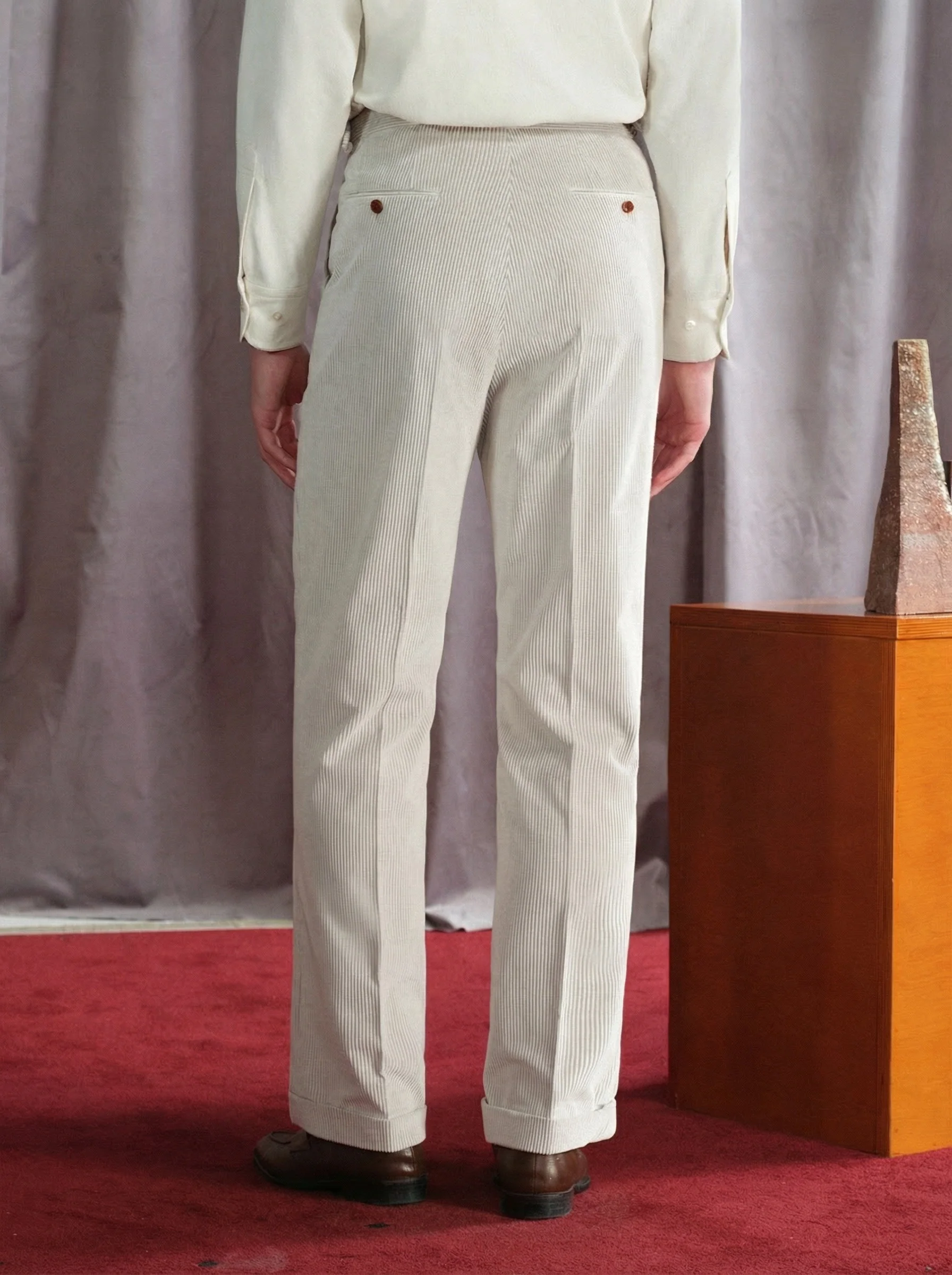 Pleated Corduroy Trousers - Image 2