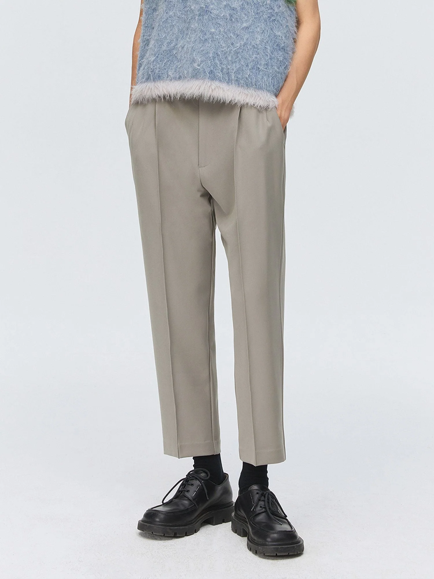 Pleated Cropped Trousers - Image 4