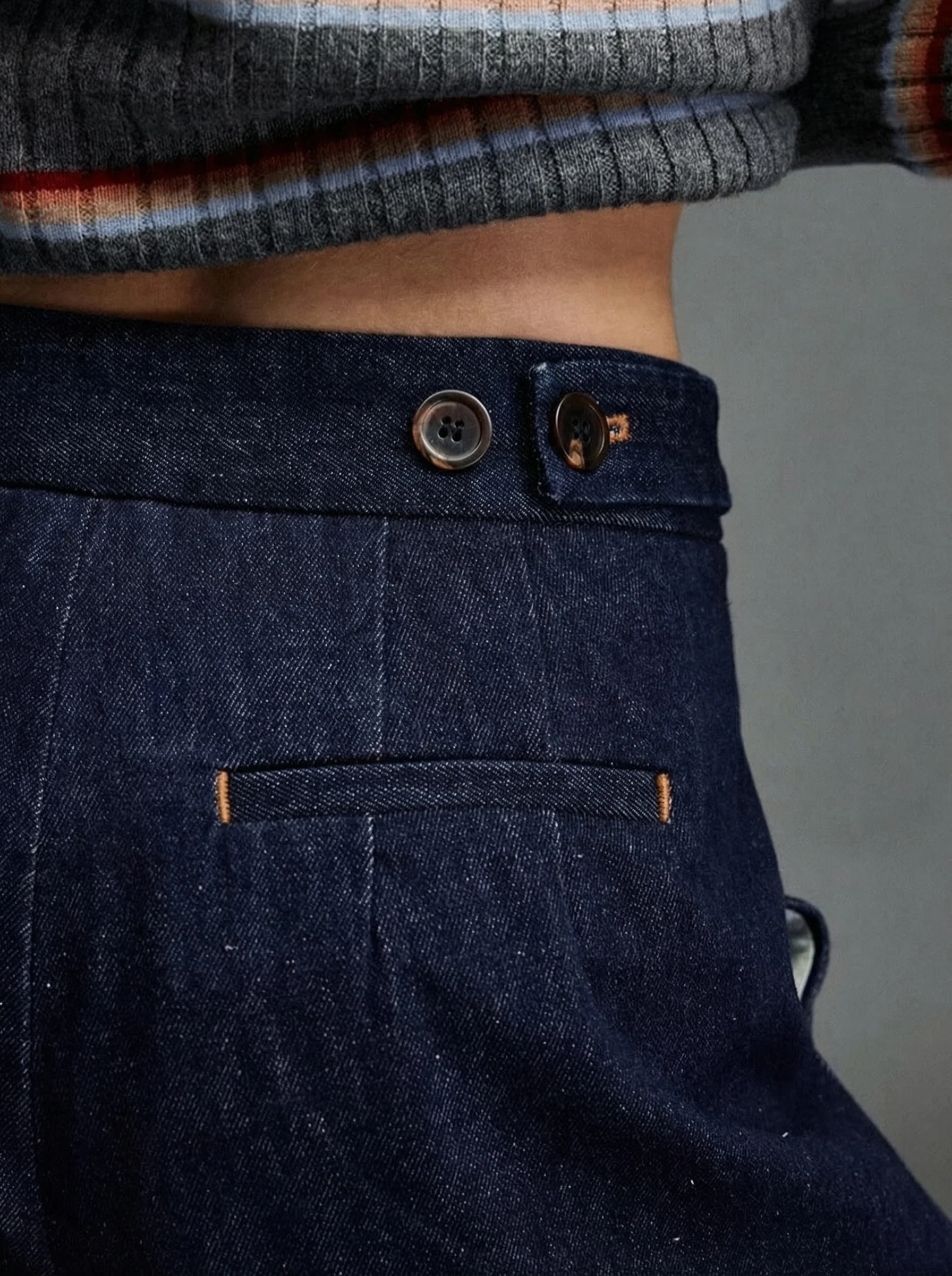 Pleated Denim Trousers - Image 4
