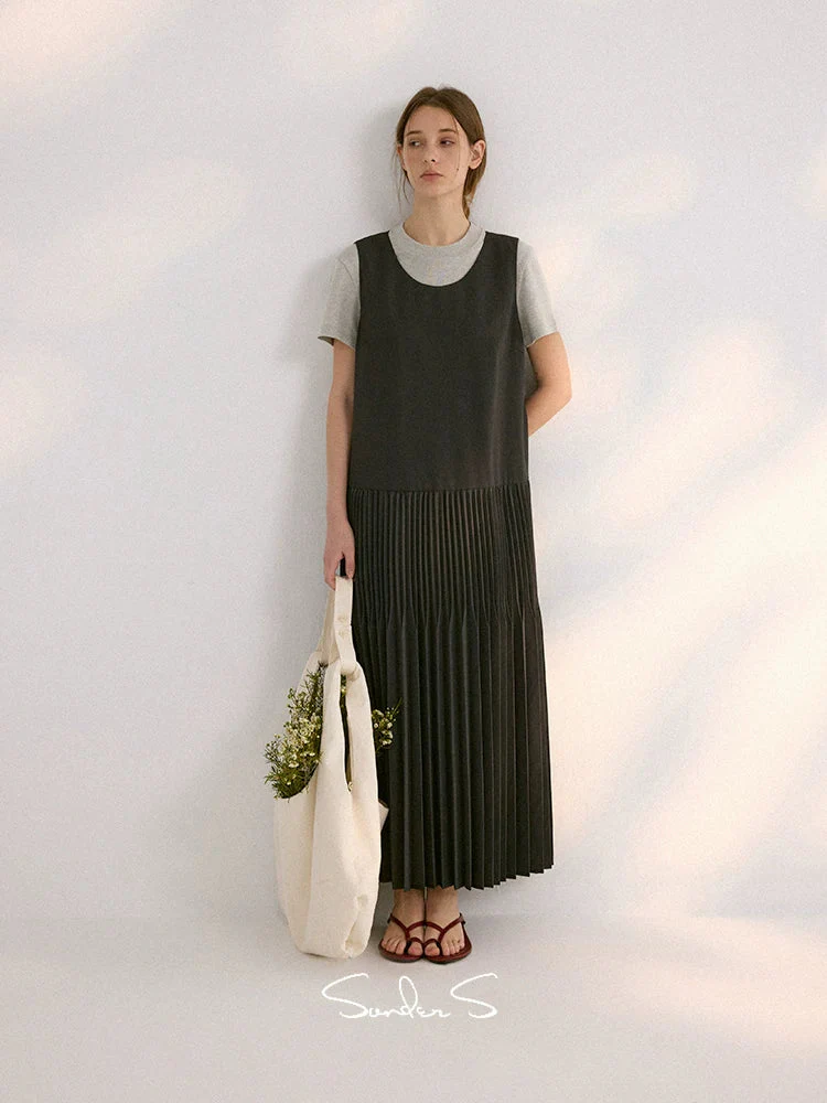Pleated Drop-Waist Maxi Dress - Image 2