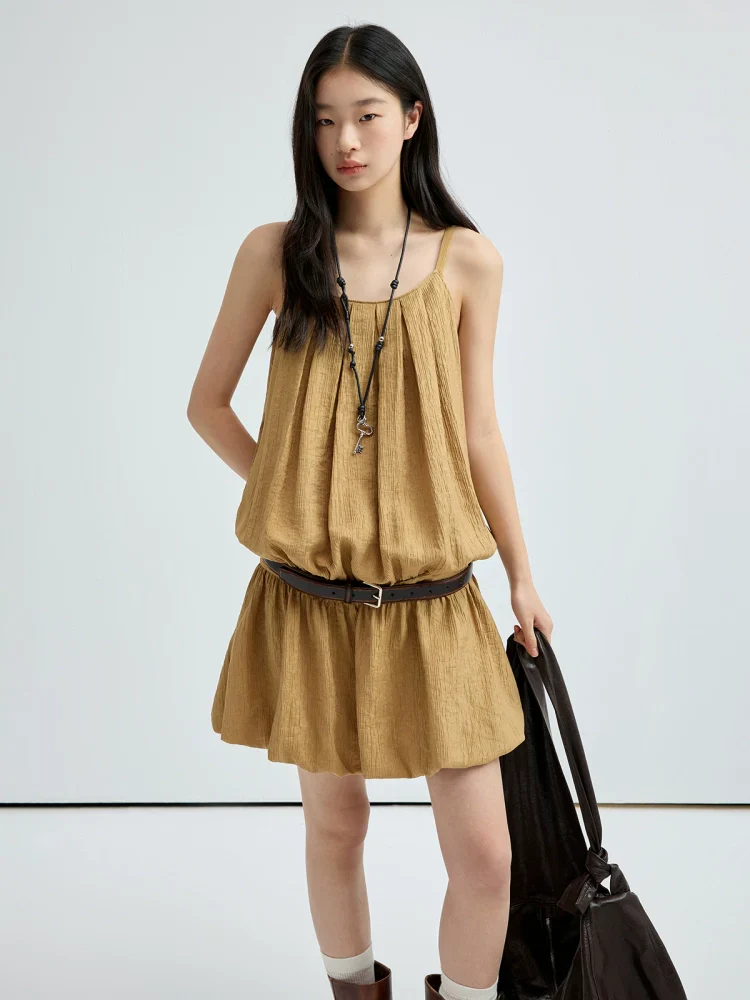 Pleated Drop-Waist Tulip-Hem Mini Dress - Image 2
