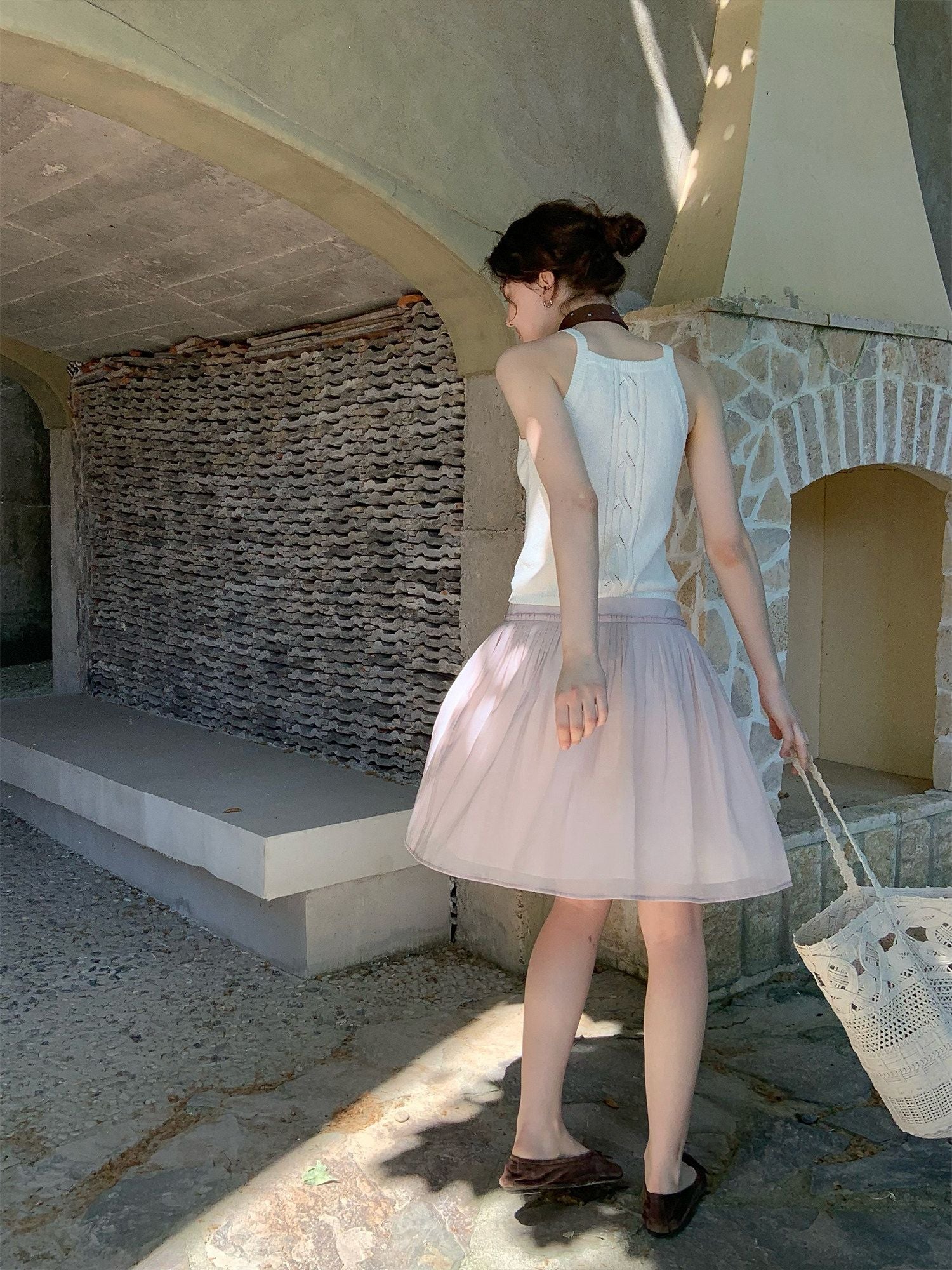 Pleated Gauze Mini Skirt - Image 3