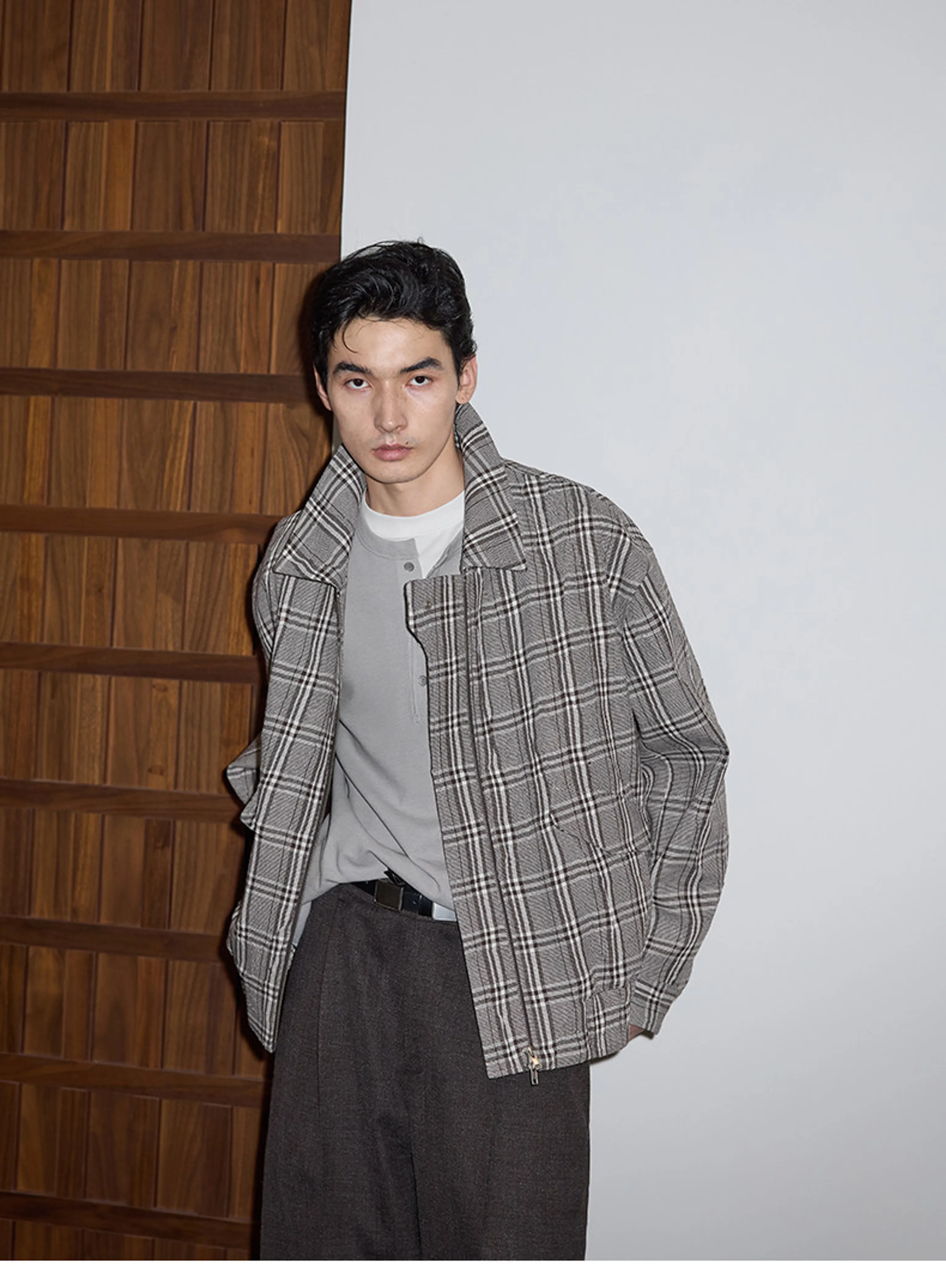 Pleated Glen Plaid Zip Jacket - Image 5
