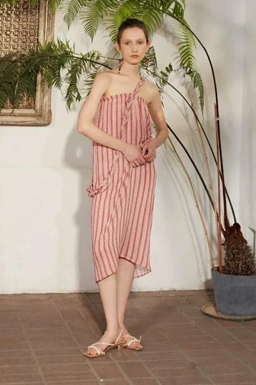 Pleated Gradient Pink Dress - Image 8