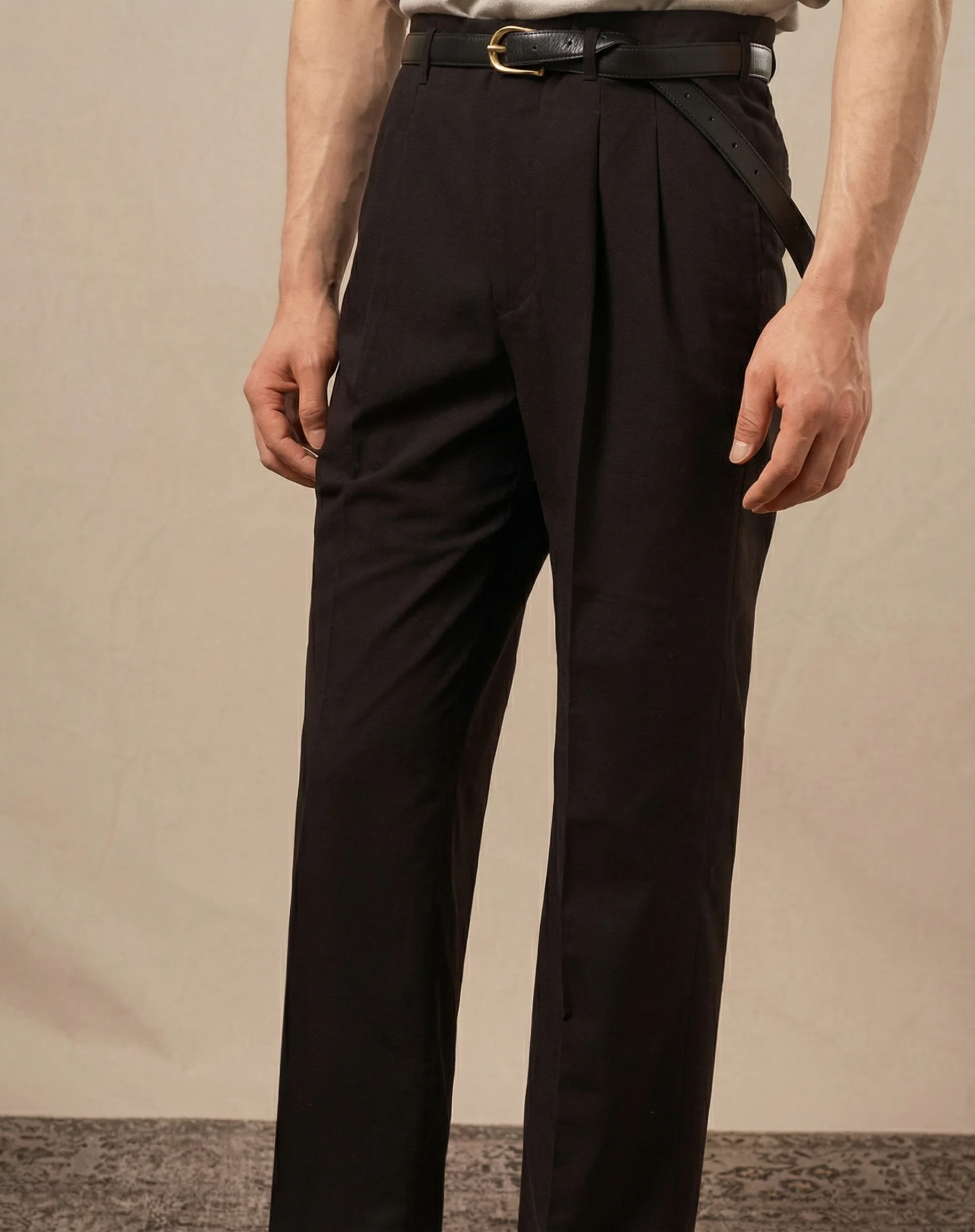 Pleated High-Waisted Trousers