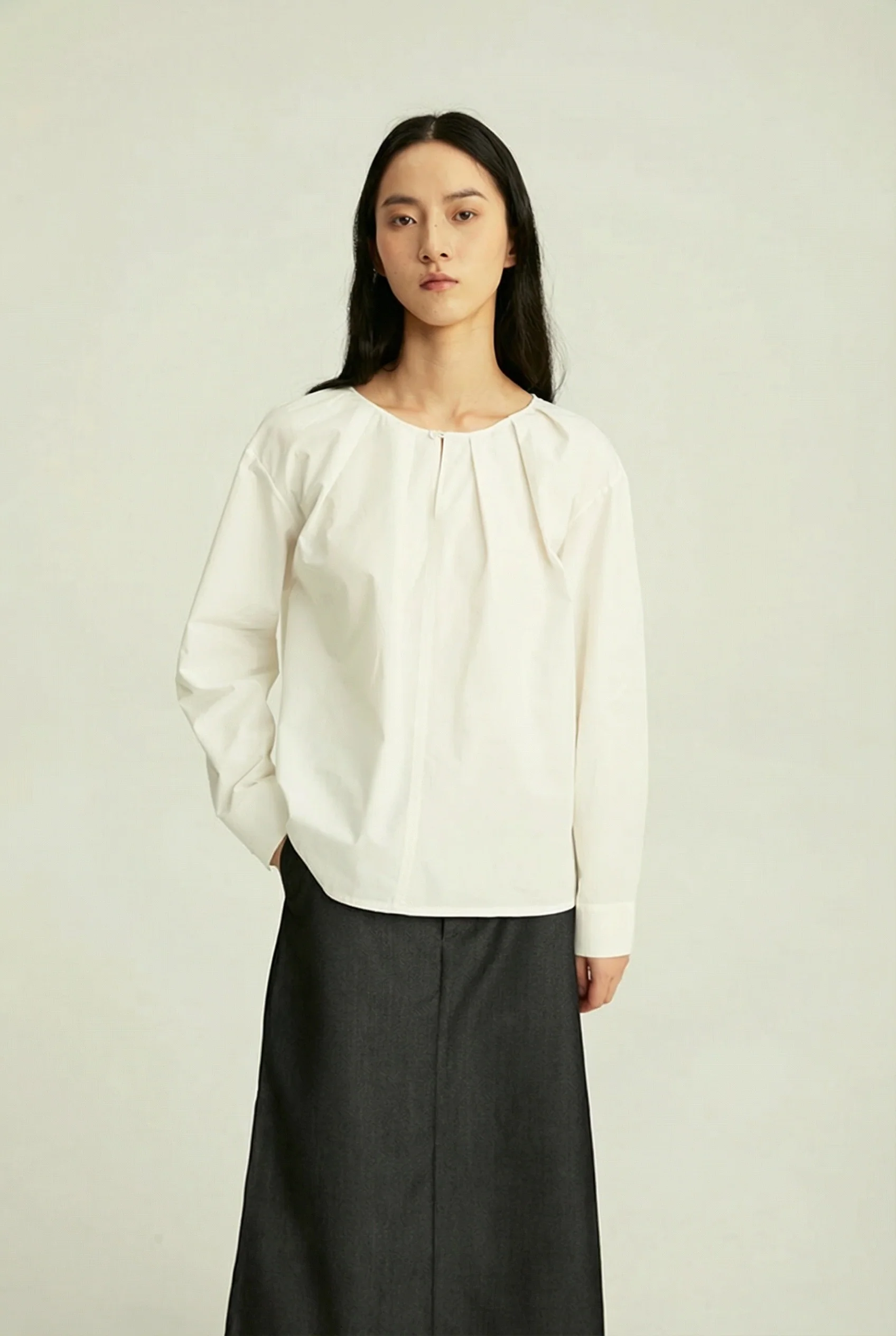 Pleated Keyhole Blouse - Image 2