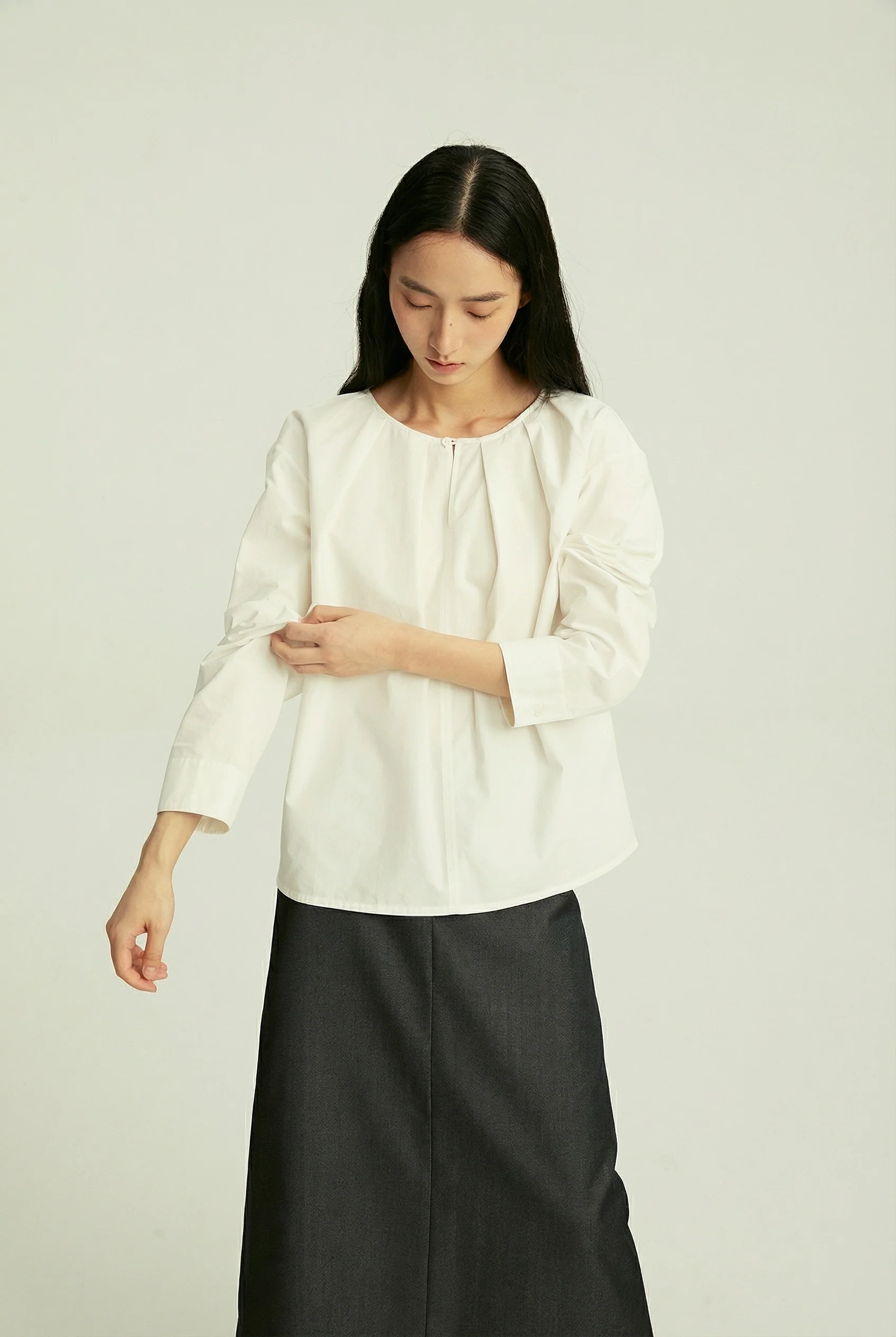Pleated Keyhole Blouse - Image 4