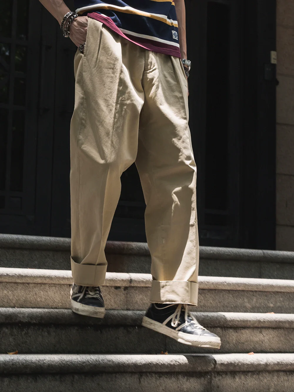 Pleated Khaki Chino Trousers - Image 2