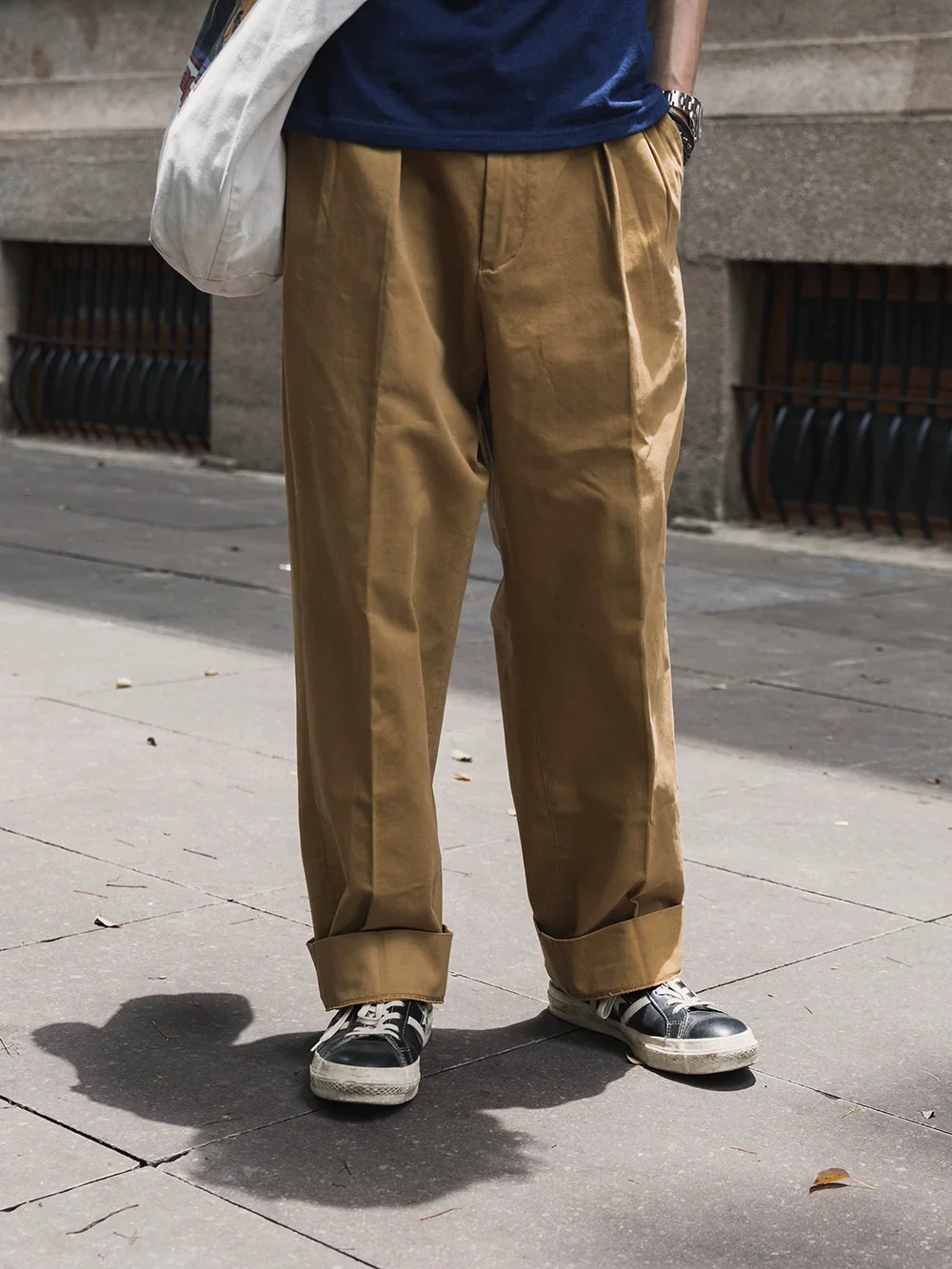 Pleated Khaki Chino Trousers - Image 4