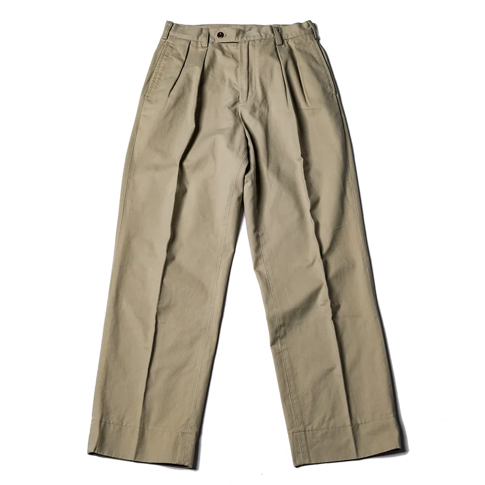 Pleated Khaki Chino Trousers - Image 6