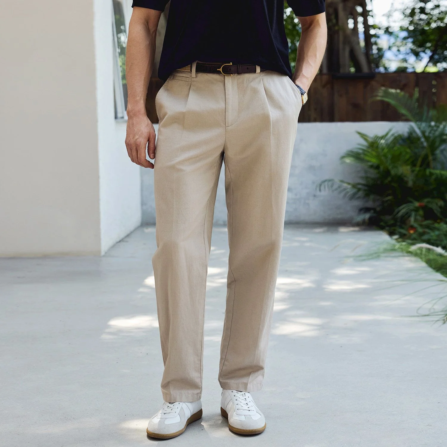 Pleated Khaki Trousers - Image 5