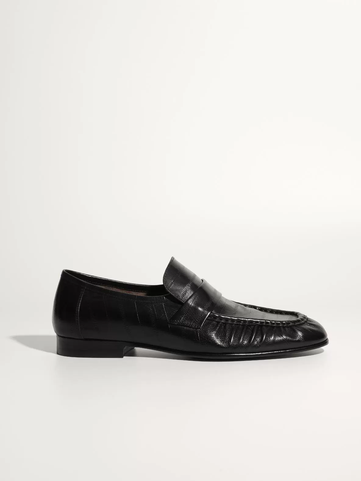 Pleated Leather Penny Loafers