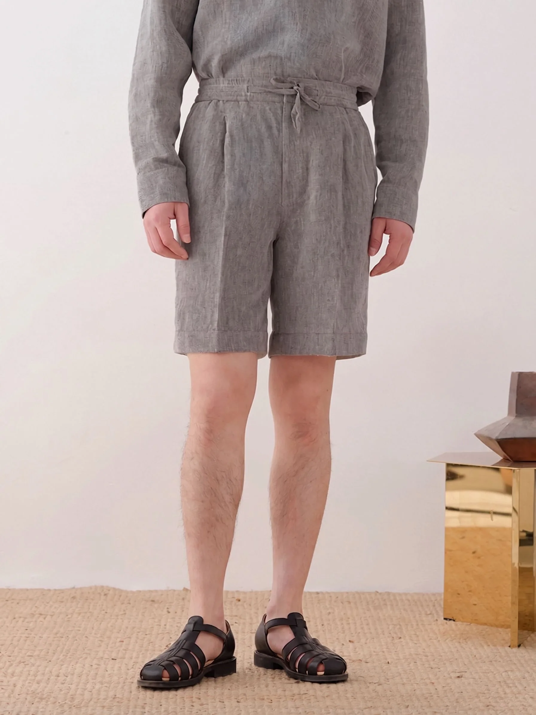 Pleated Linen Shorts
