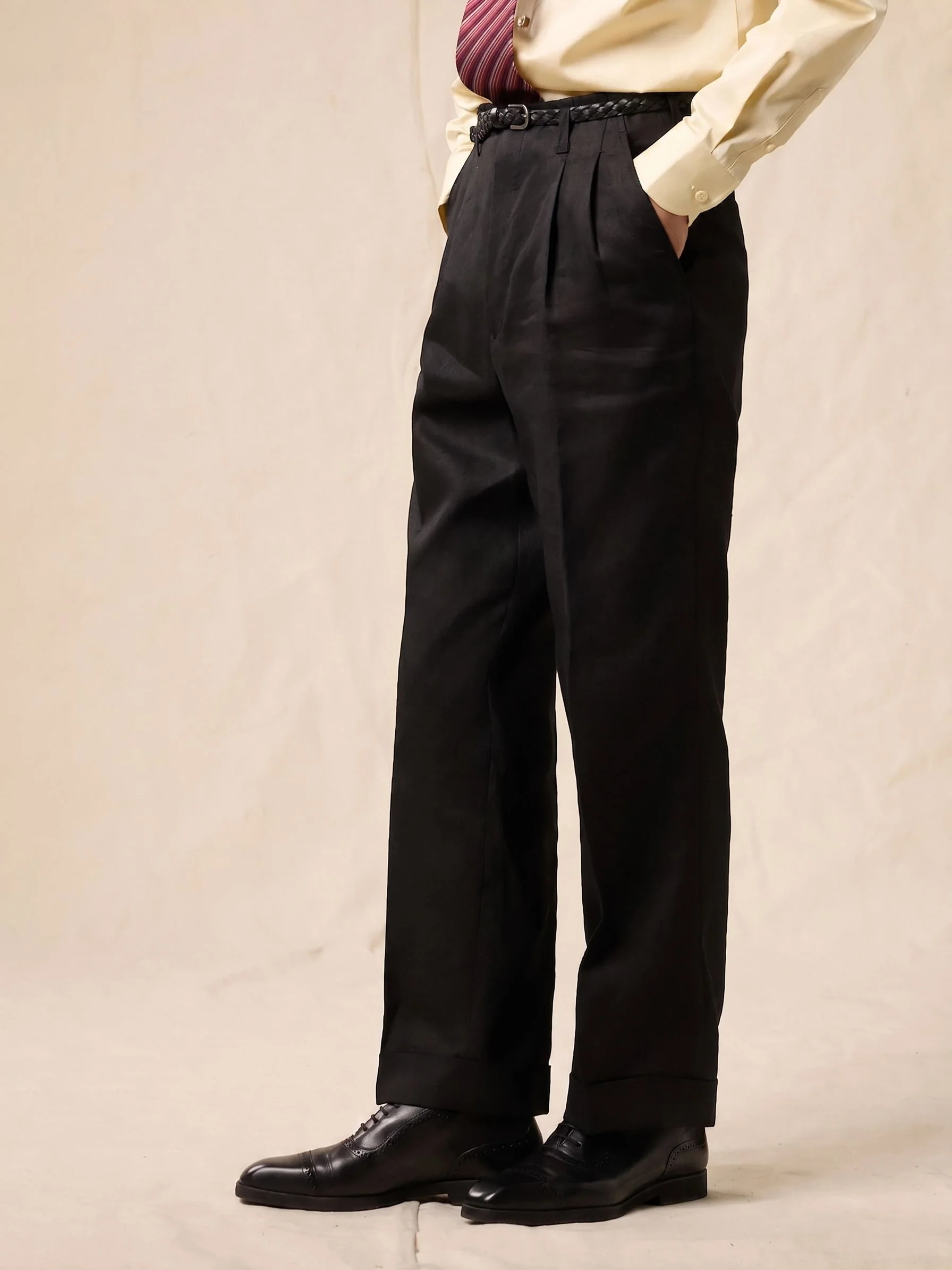 Pleated Linen Trousers - Image 3