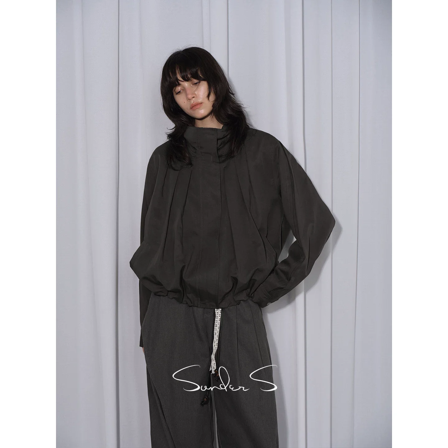 Pleated Lyocell Balloon Jacket - Image 5