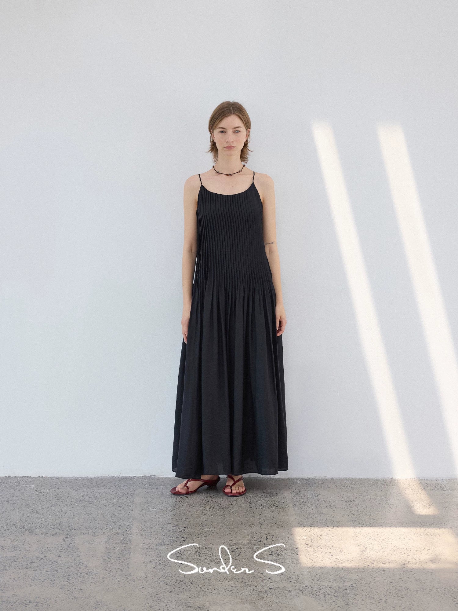 Pleated Maxi Slip Dress - Image 3