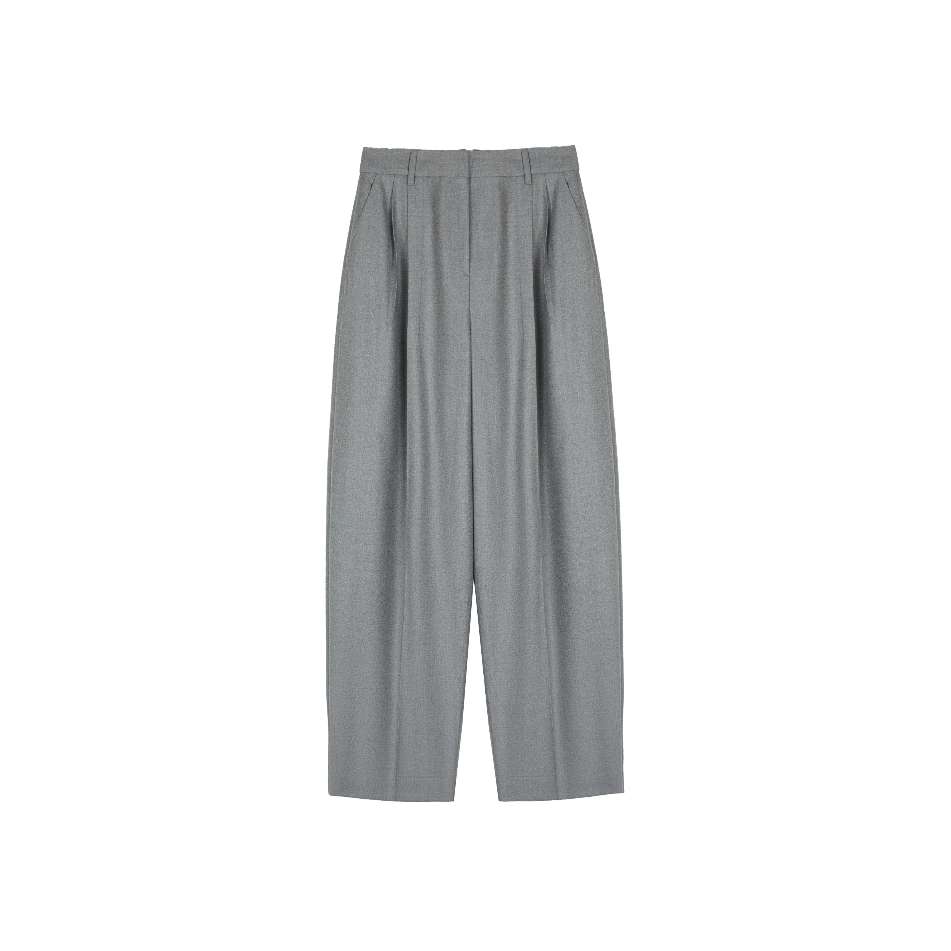 Pleated Merino Wide-Leg Trousers