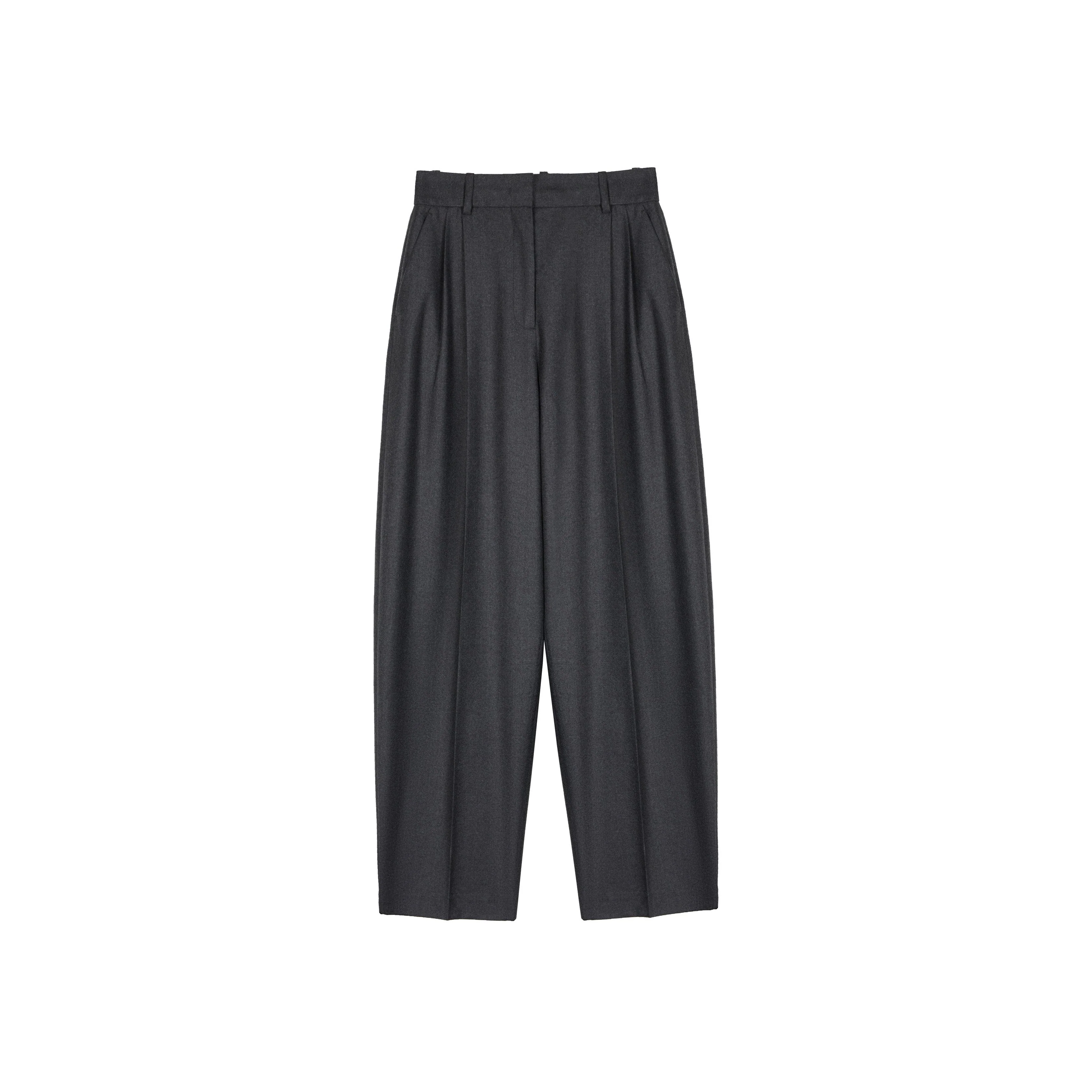Pleated Merino Wide-Leg Trousers - Image 3
