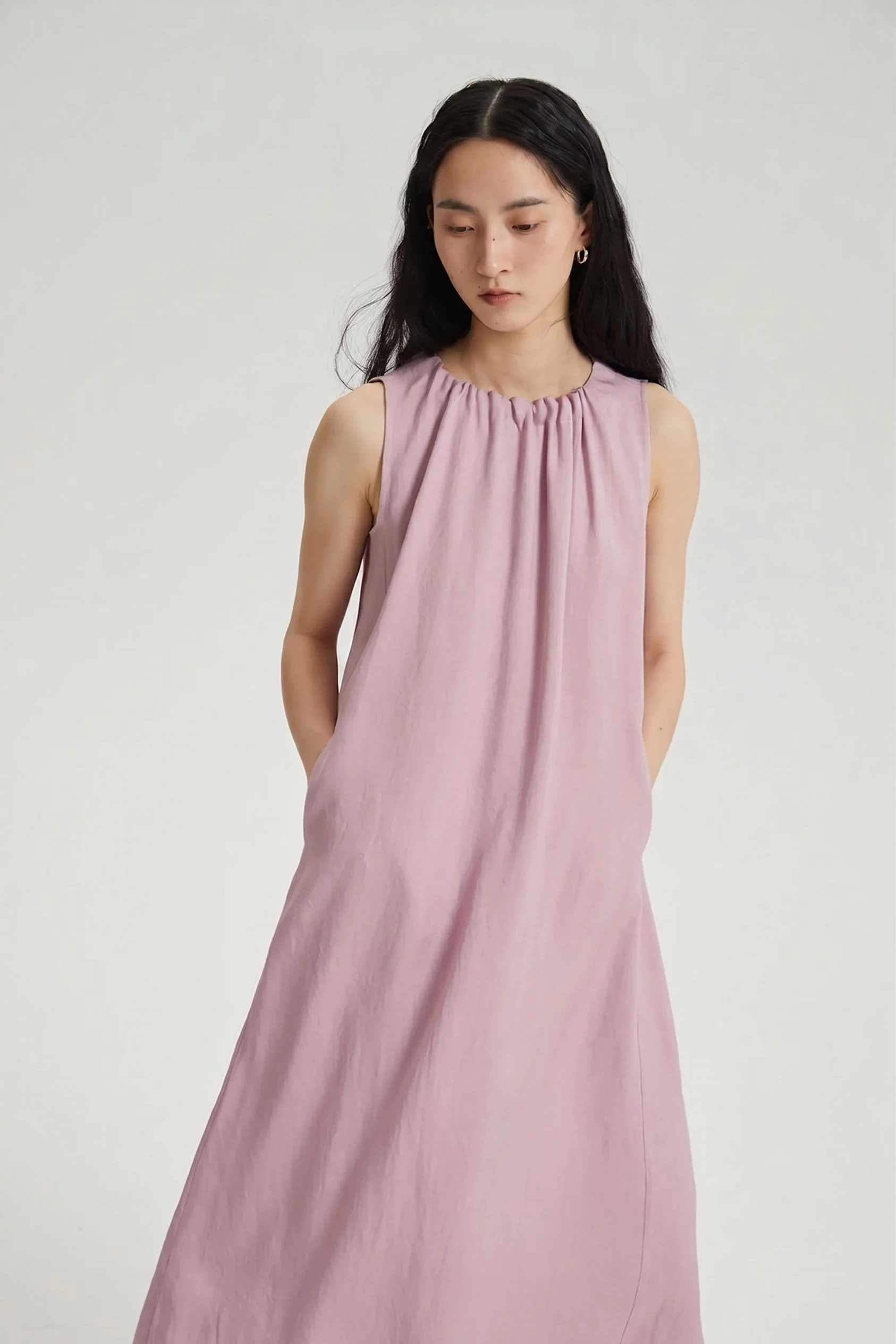 Pleated Neck Midi Dress - Image 4