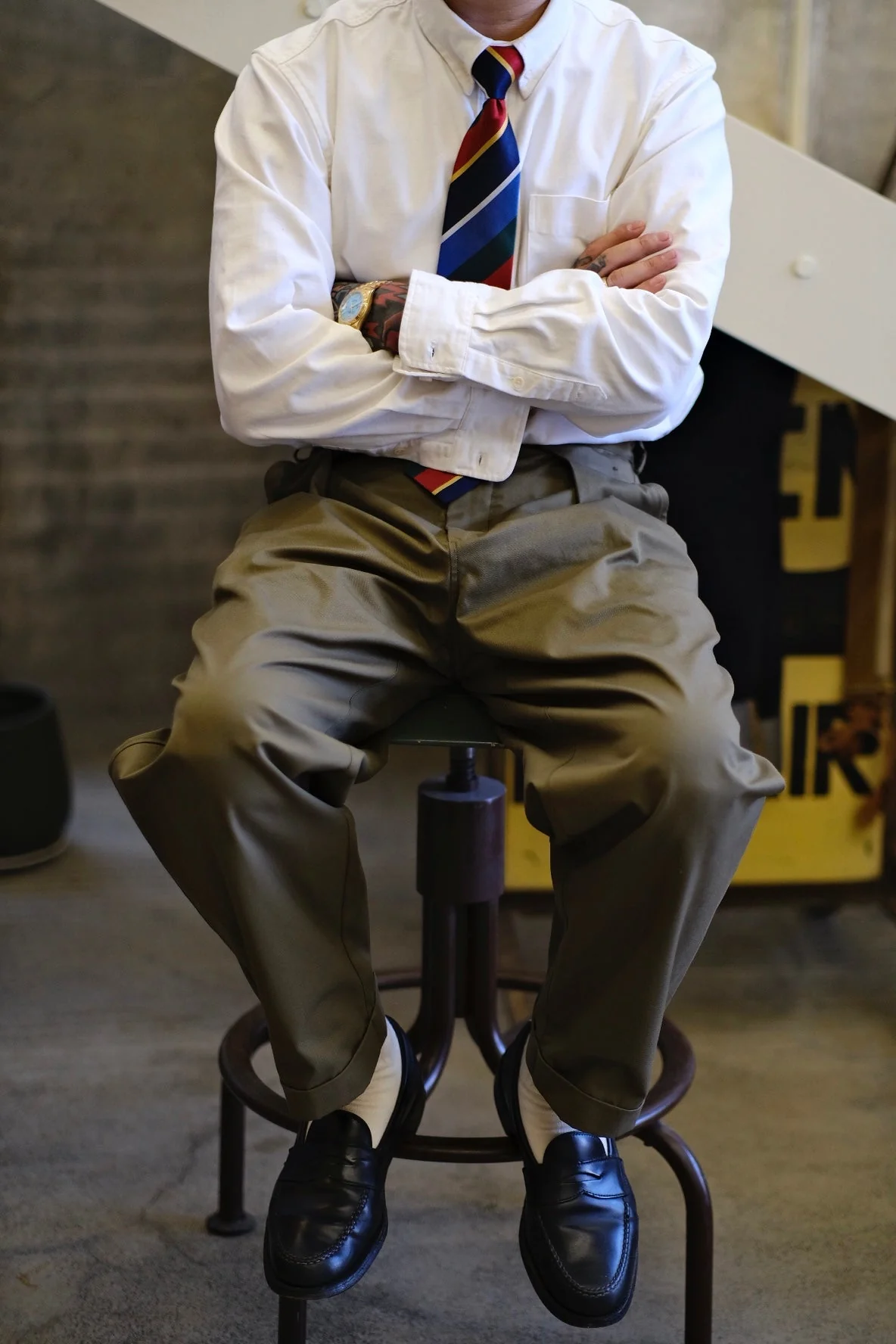 Pleated Olive Trousers - Image 3