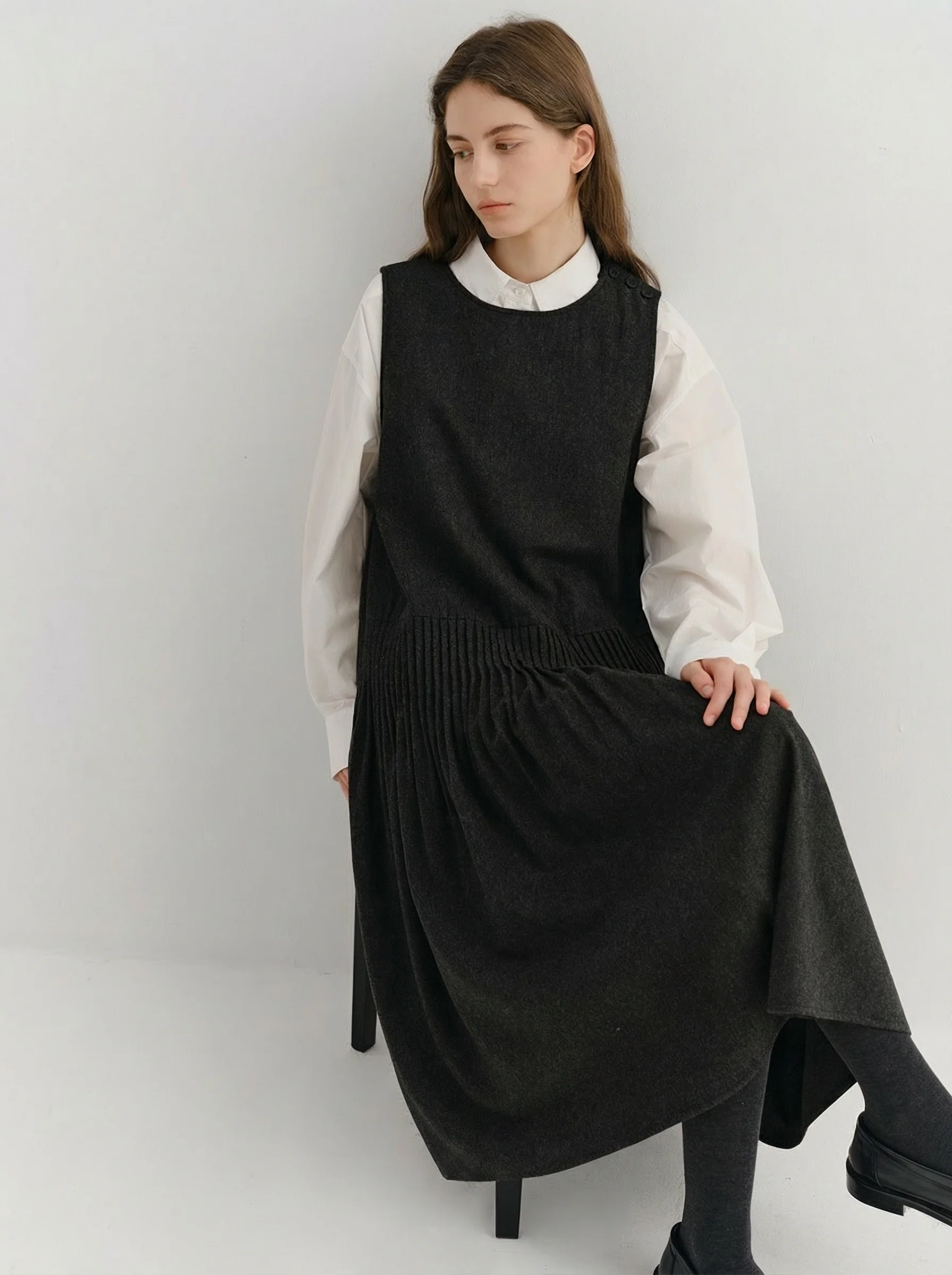 Pleated Pinafore Dress