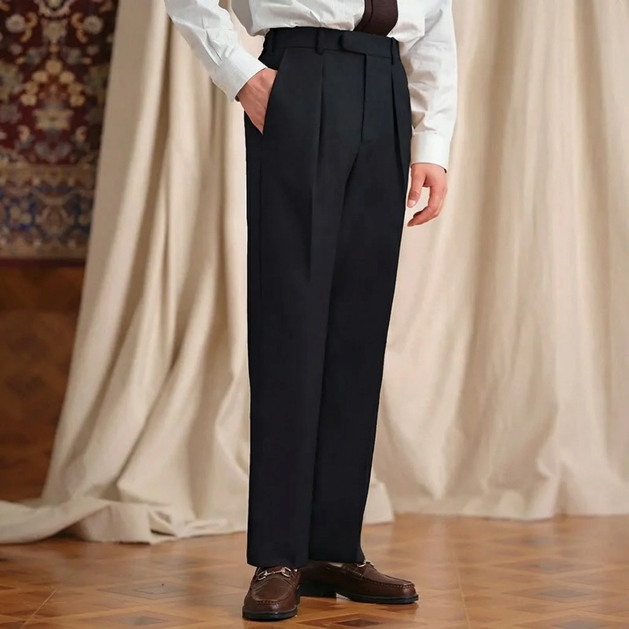 Pleated Straight Trousers - Image 4