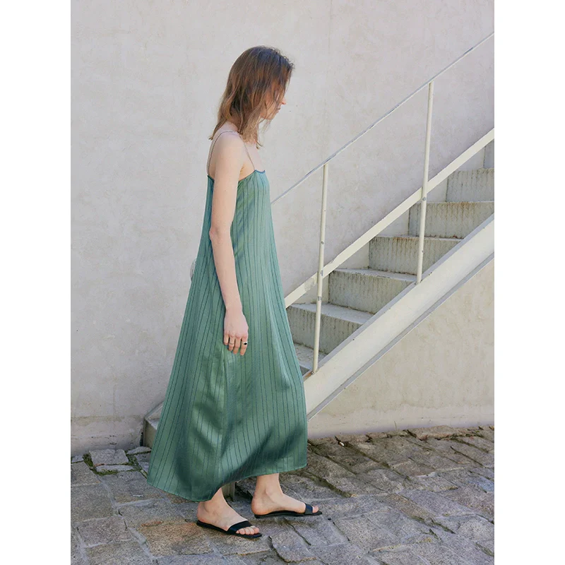 Pleated Striped Maxi Dress - Image 2
