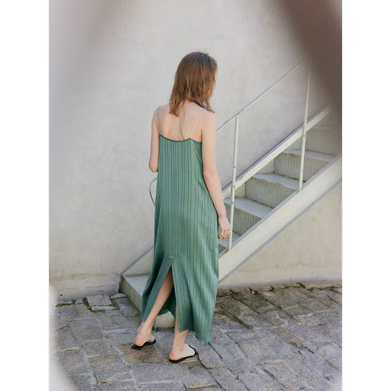 Pleated Striped Maxi Dress - Image 4
