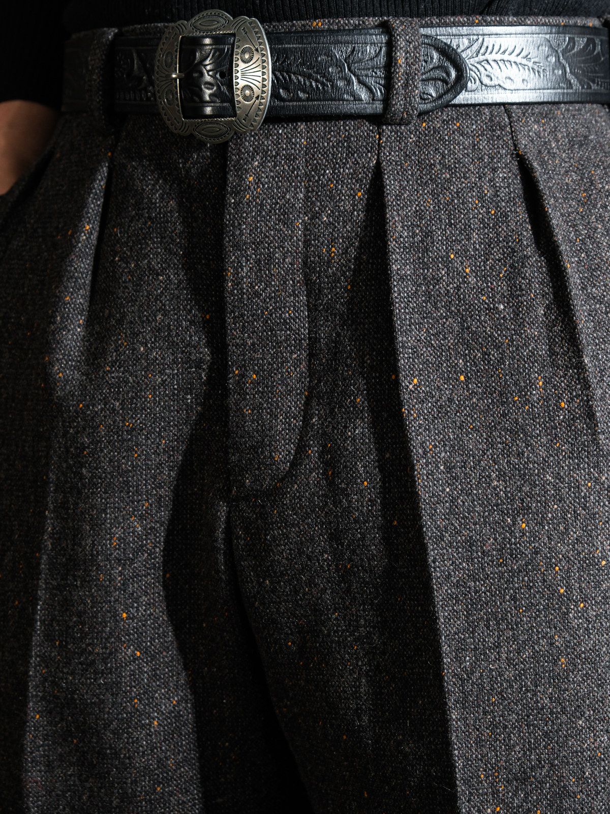 Pleated Tweed Trousers - Image 4