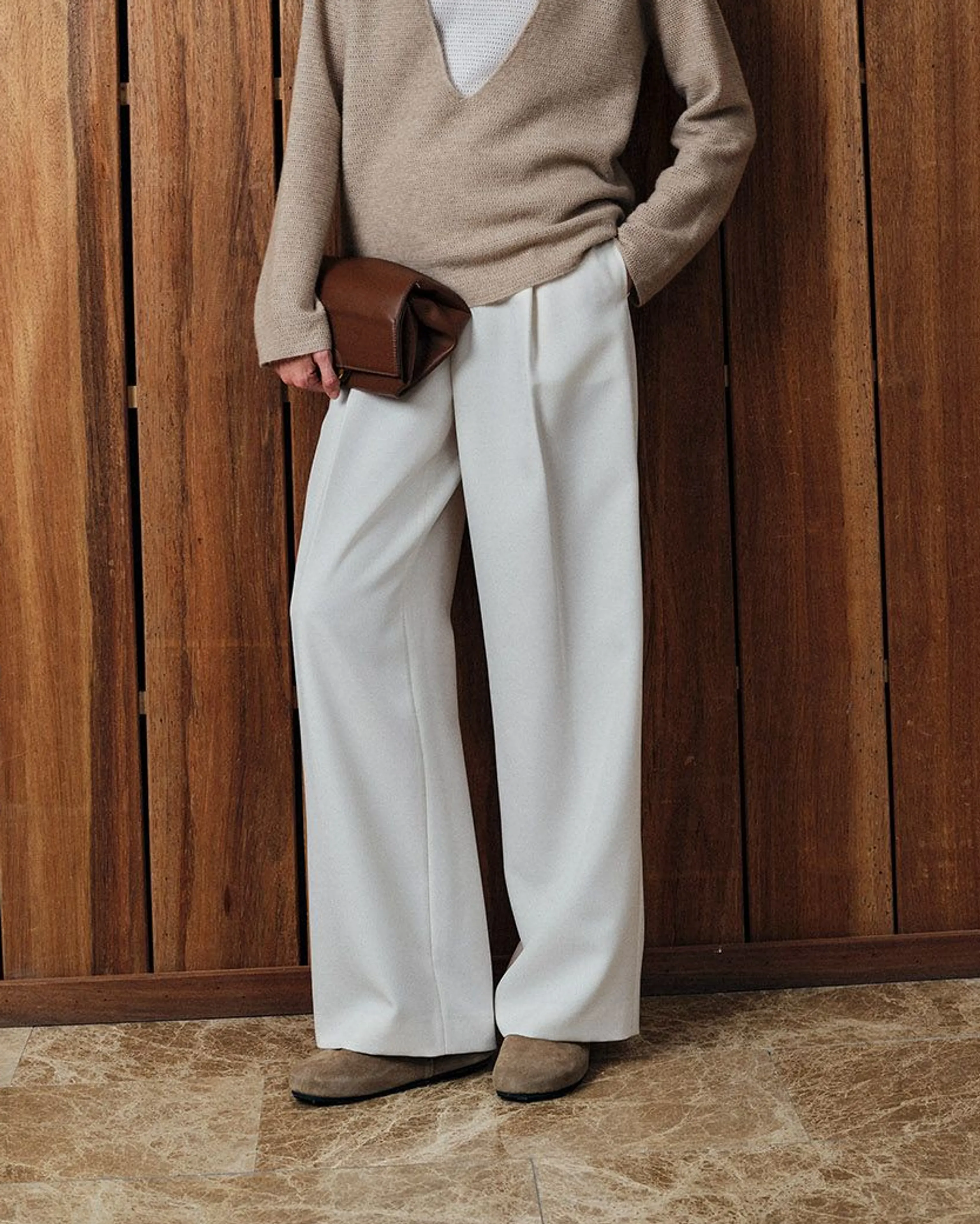 Pleated Twill Wide-Leg Trousers - Image 5