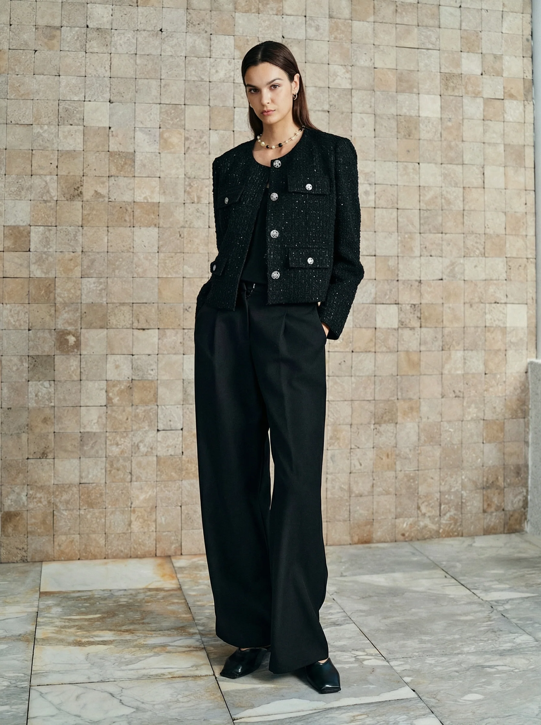 Pleated Twill Wide-Leg Trousers - Image 6