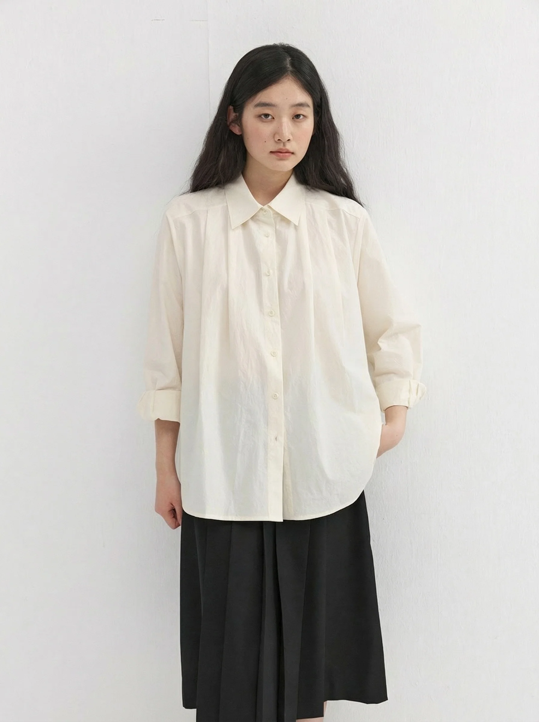 Pleated White Shirt