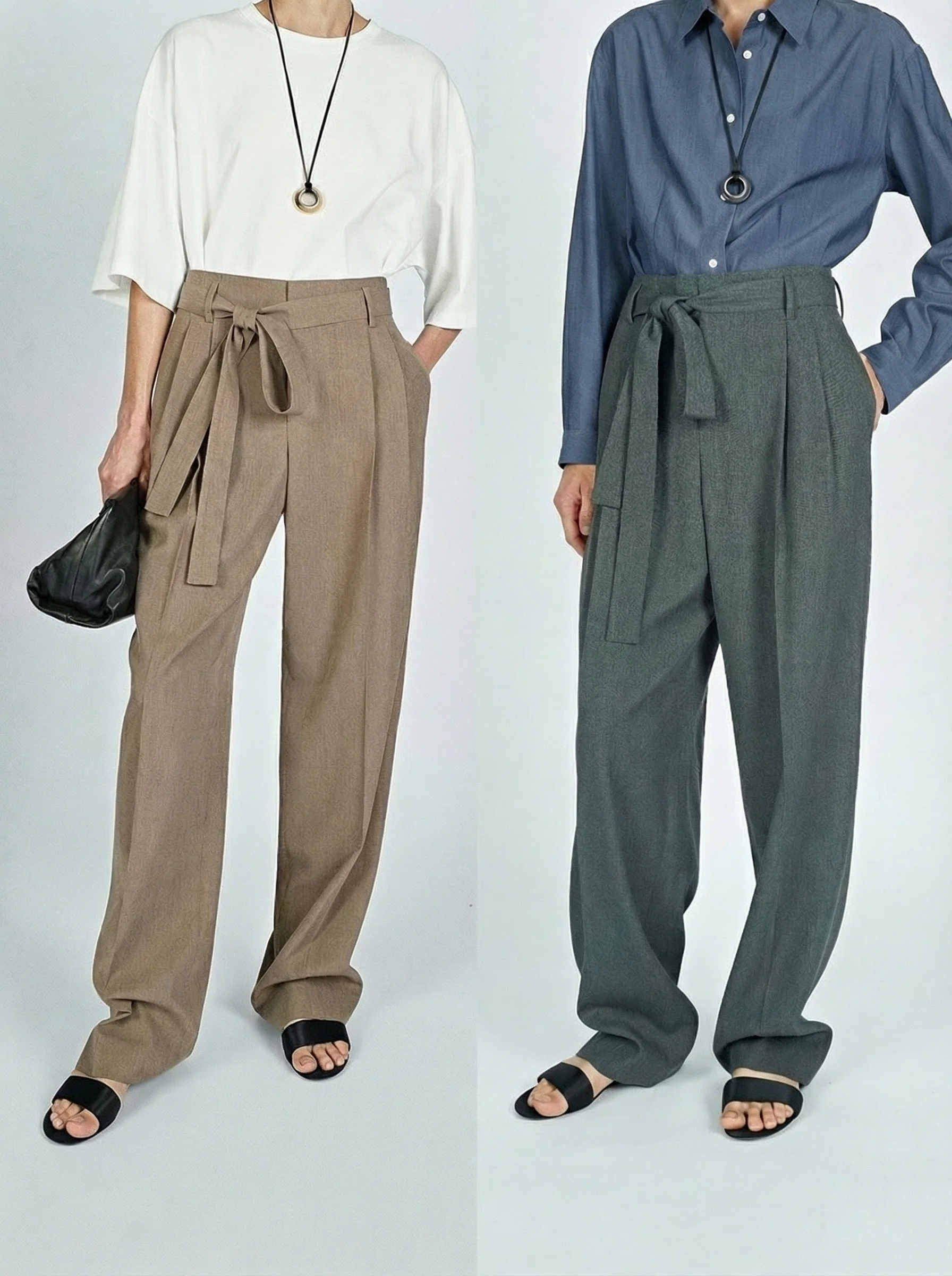 Pleated Wide-Leg Trousers
