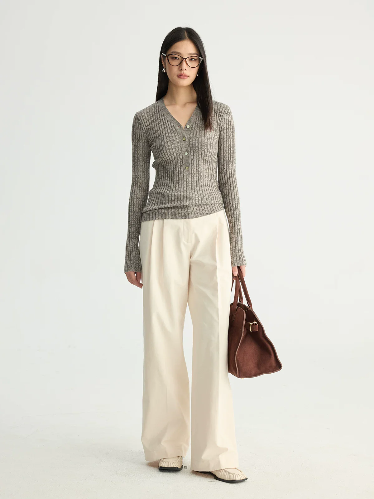 Pleated Wide-Leg Trousers
