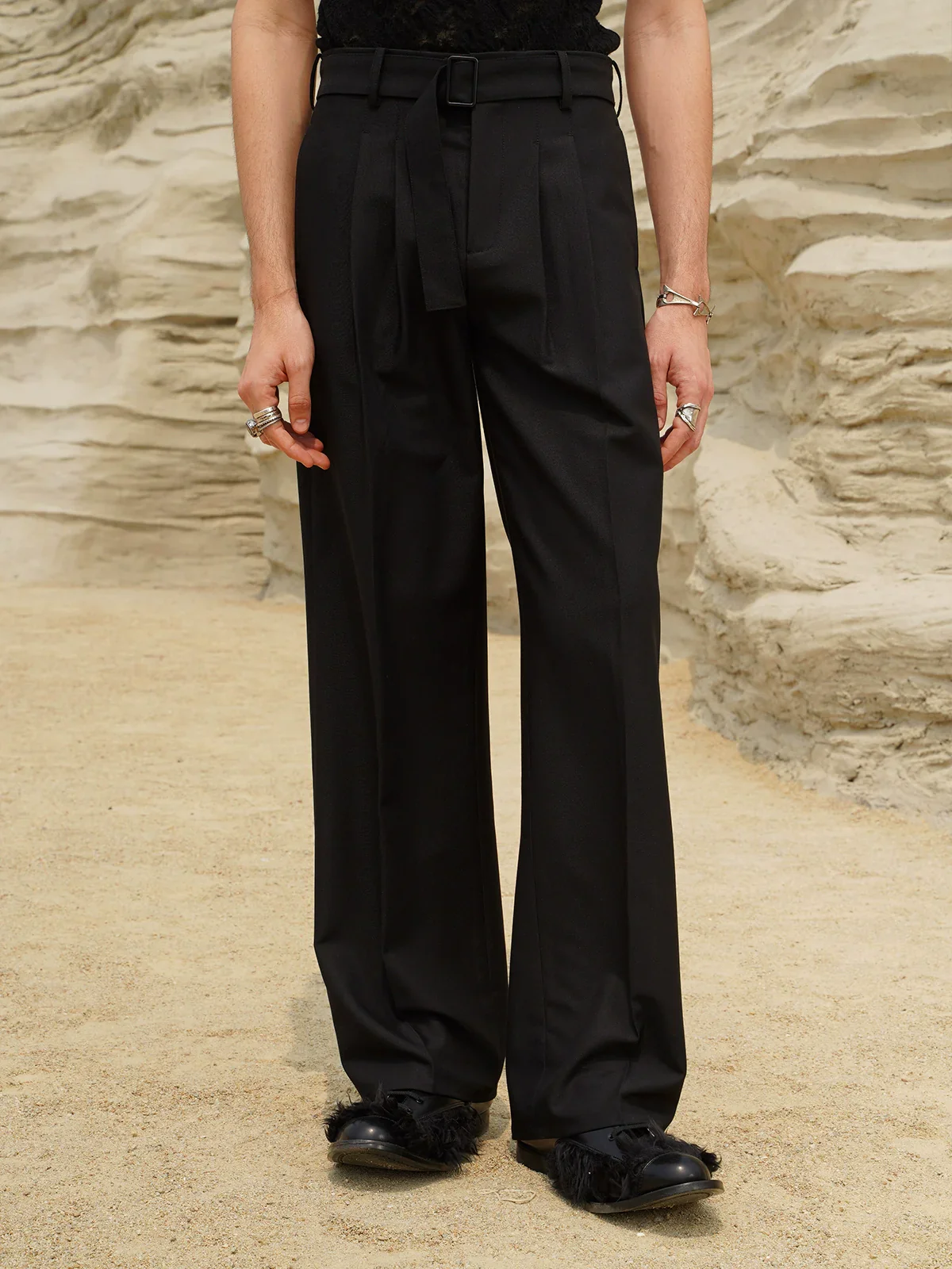 Pleated Wide-Leg Trousers