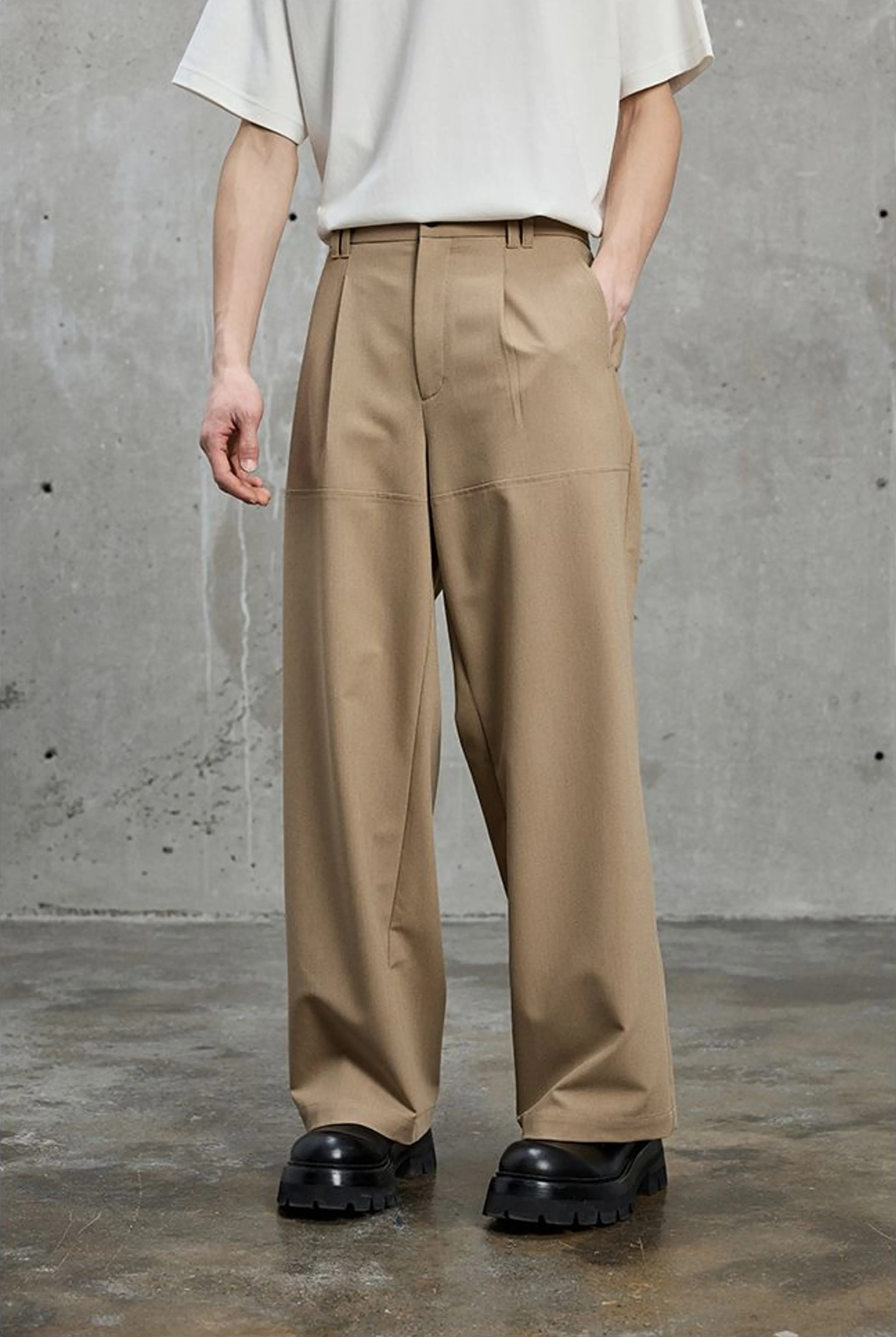 Pleated Wide-Leg Trousers