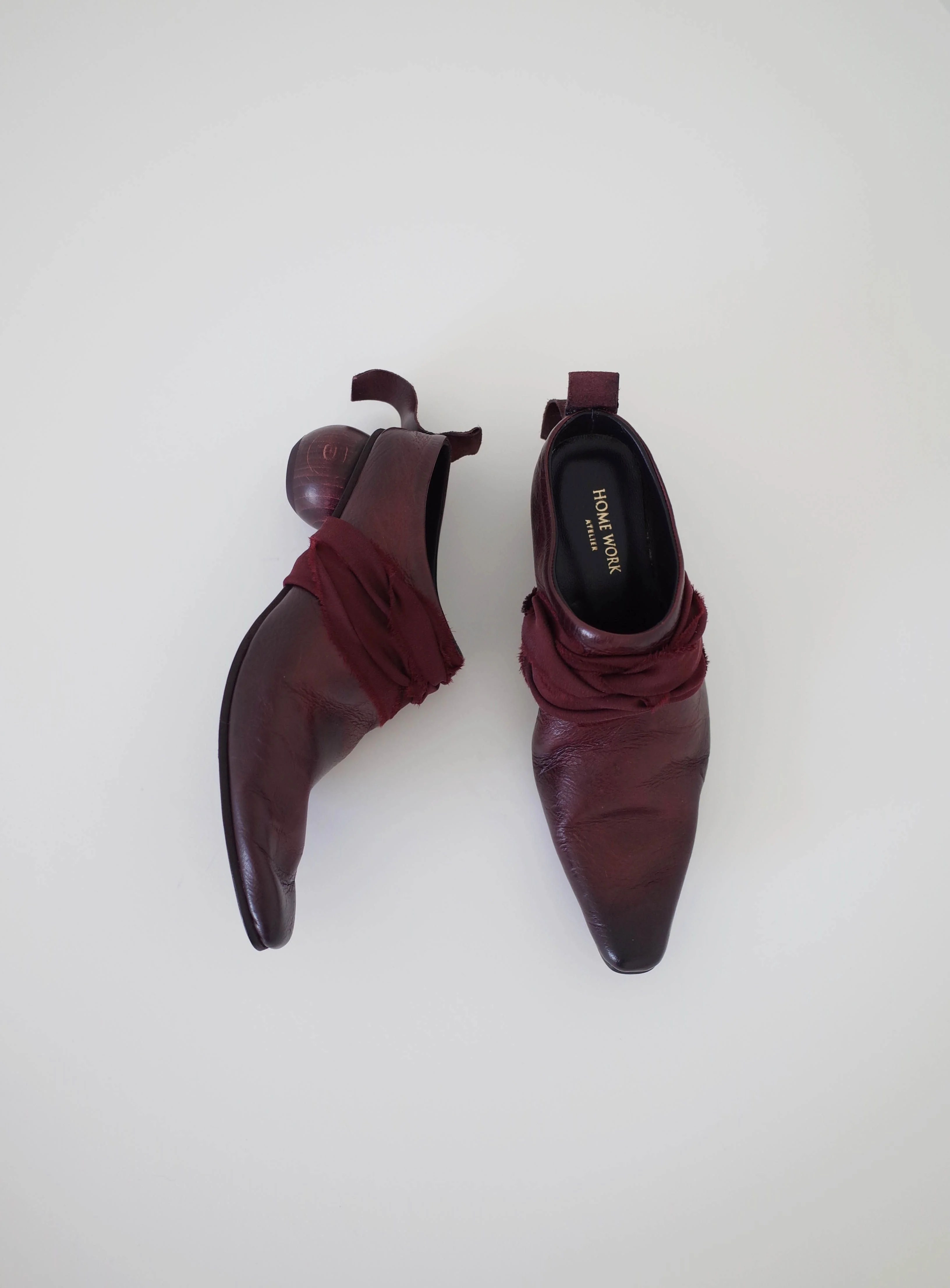 Pleated Wooden Heel Leather Mules - Image 4