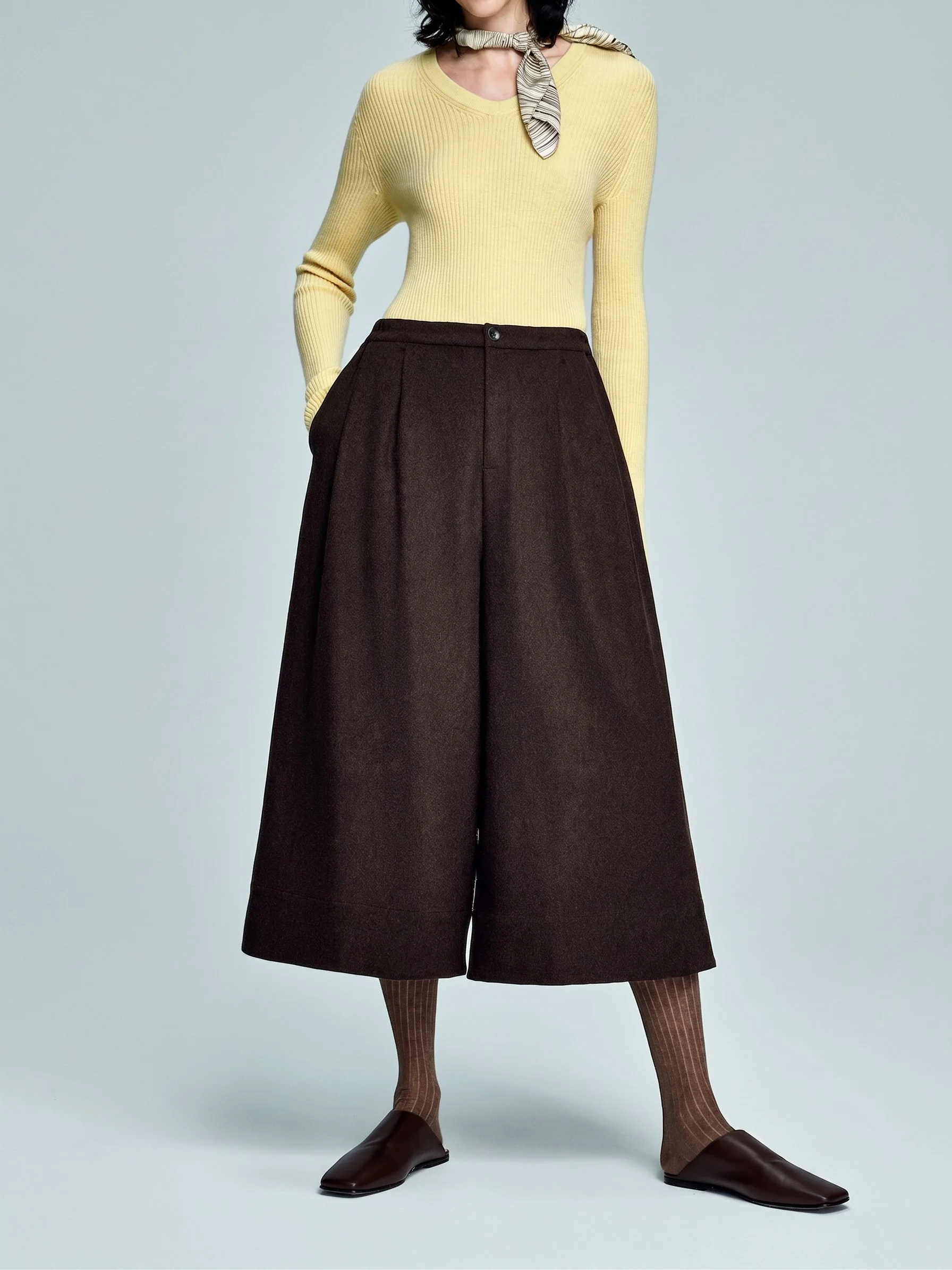 Pleated Wool Culottes - Image 4
