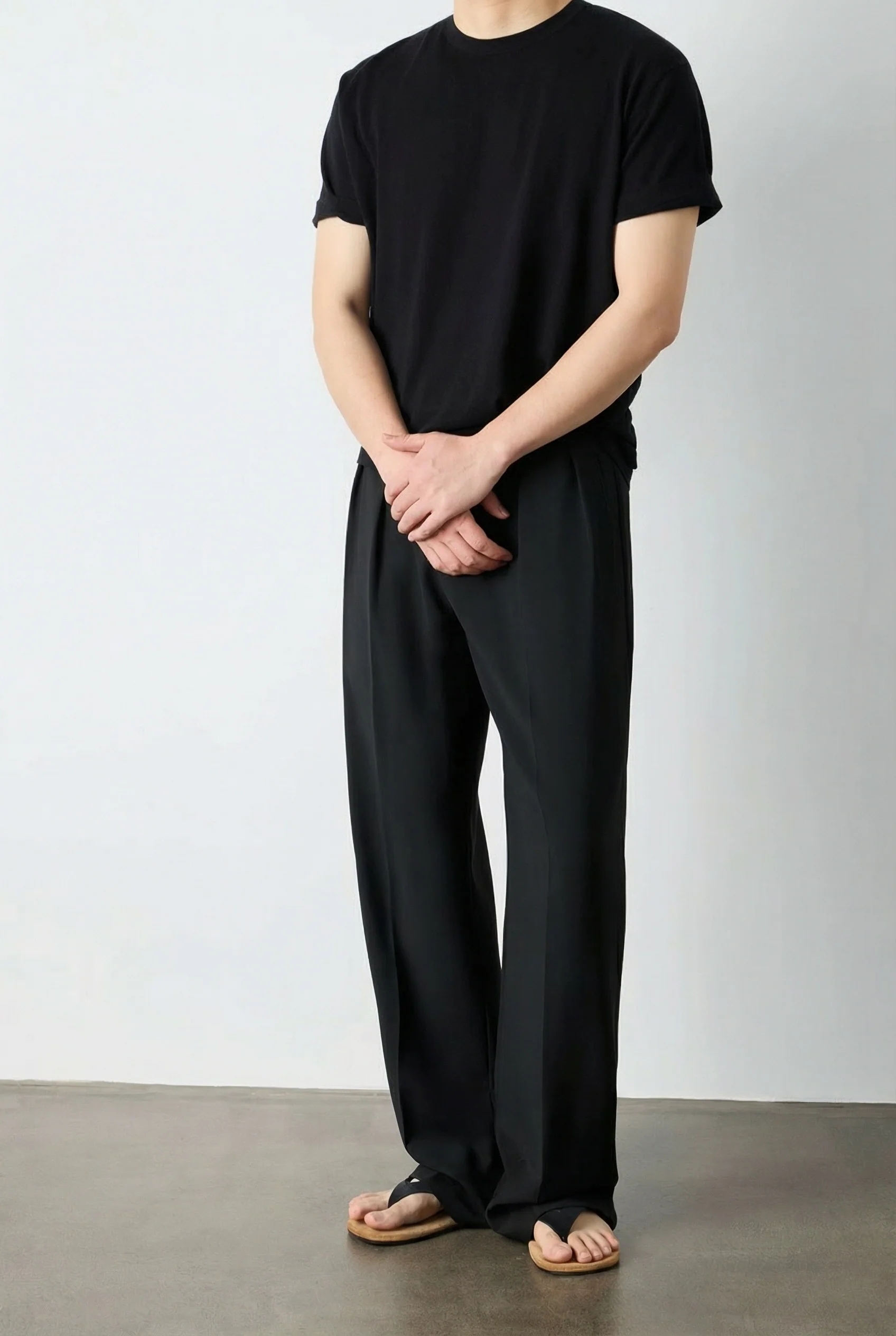 Pleated Wool Wide-Leg Trousers