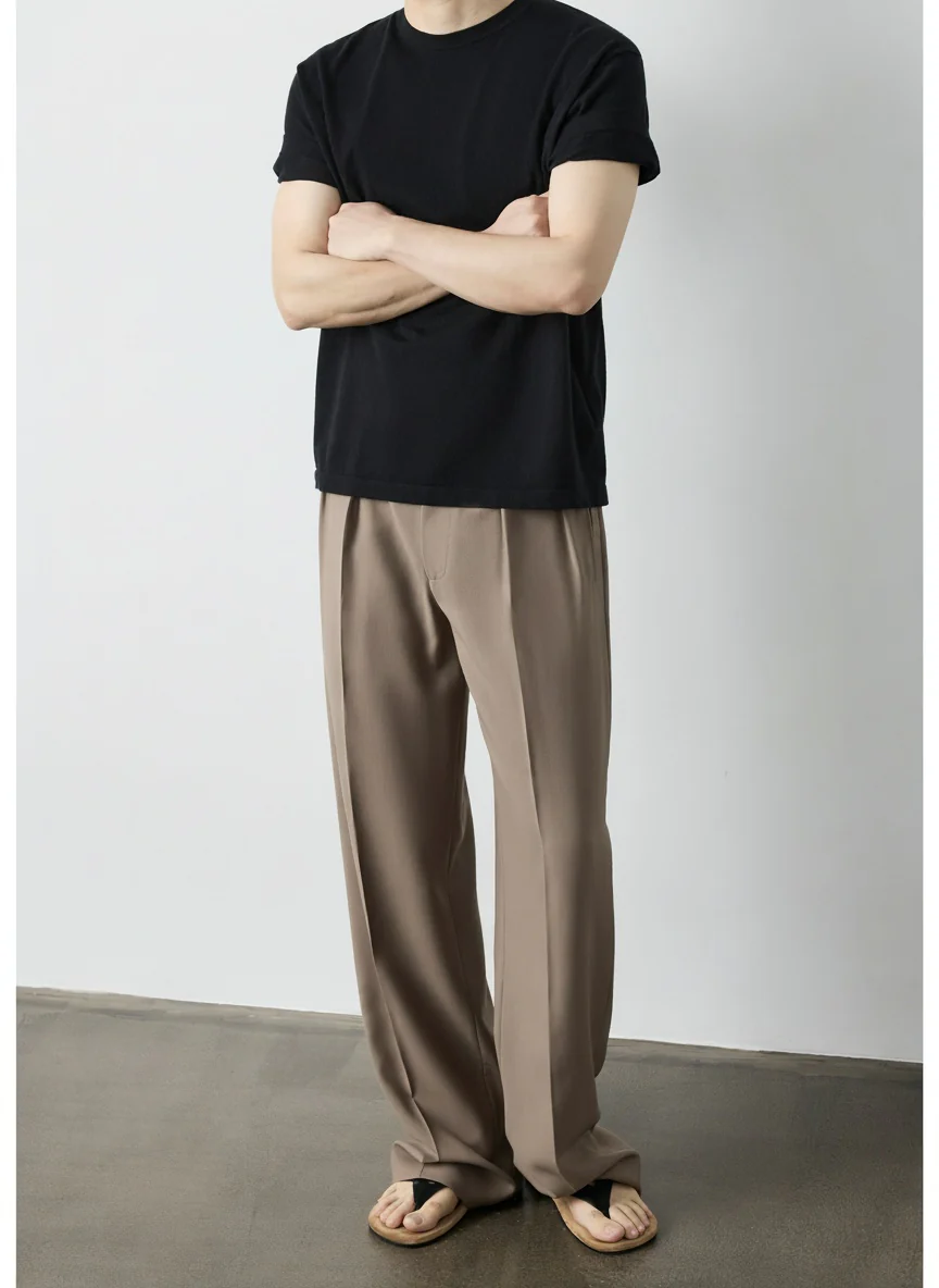 Pleated Wool Wide-Leg Trousers - Image 3