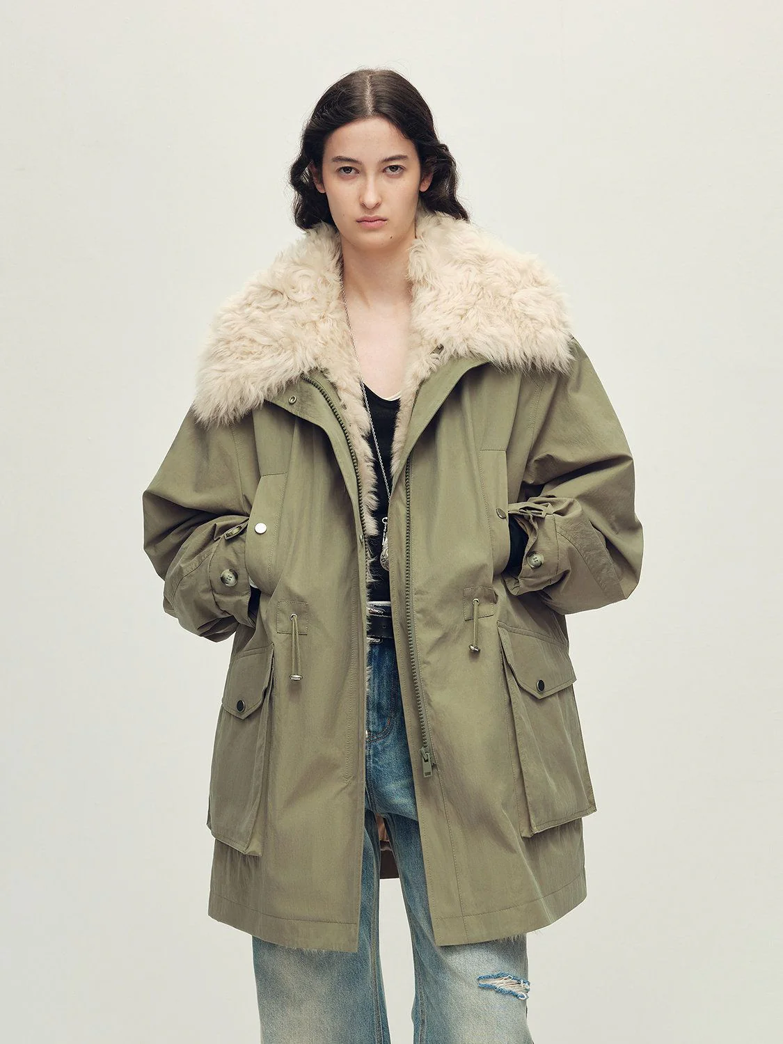Plush Collar Parka