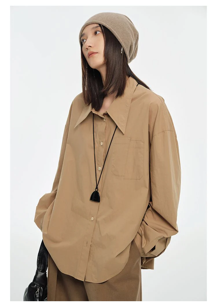 Point Collar Oversized Shirt Dress - Image 3
