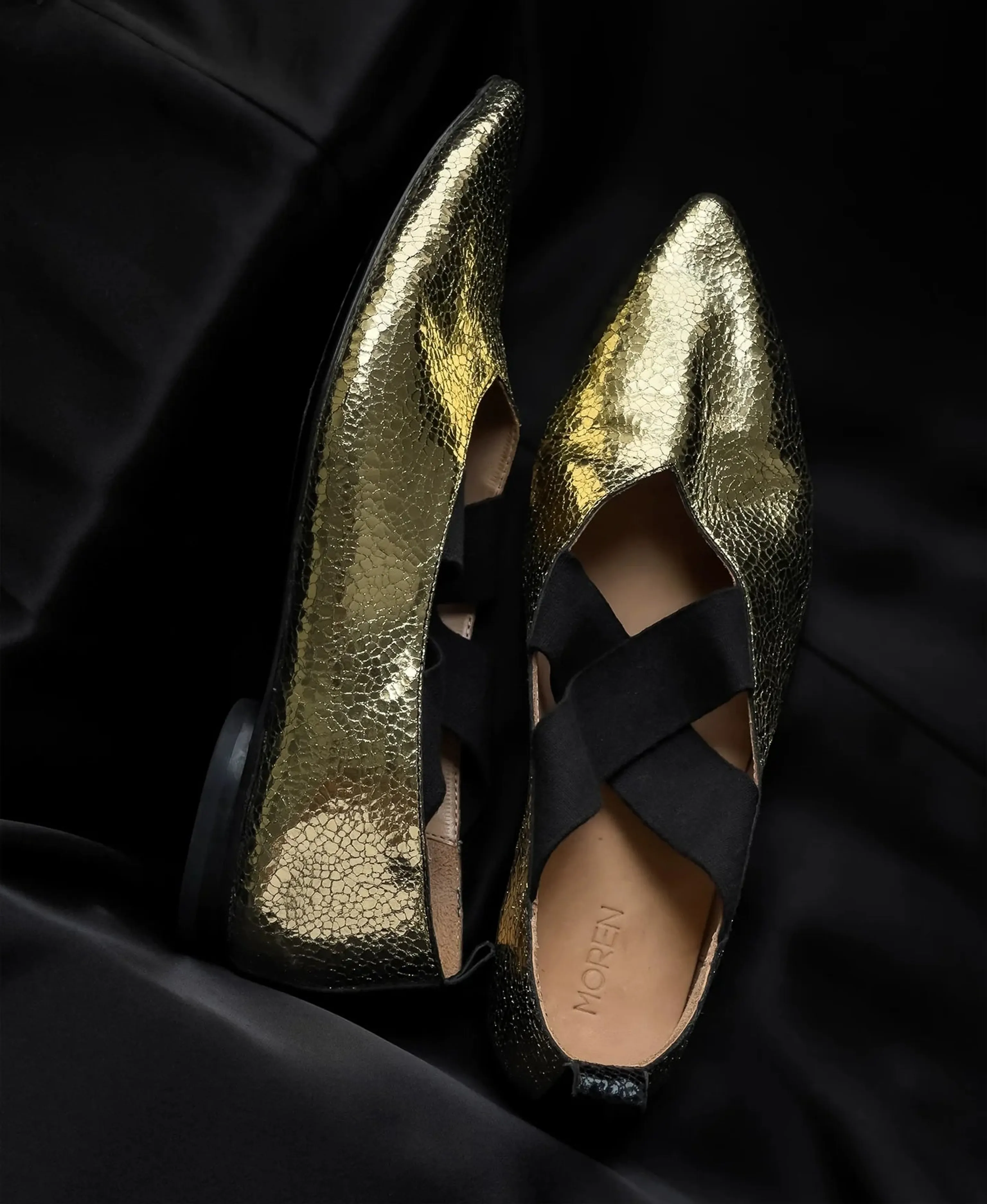 Pointed-Toe Crackled Mary Jane Flats - Image 2