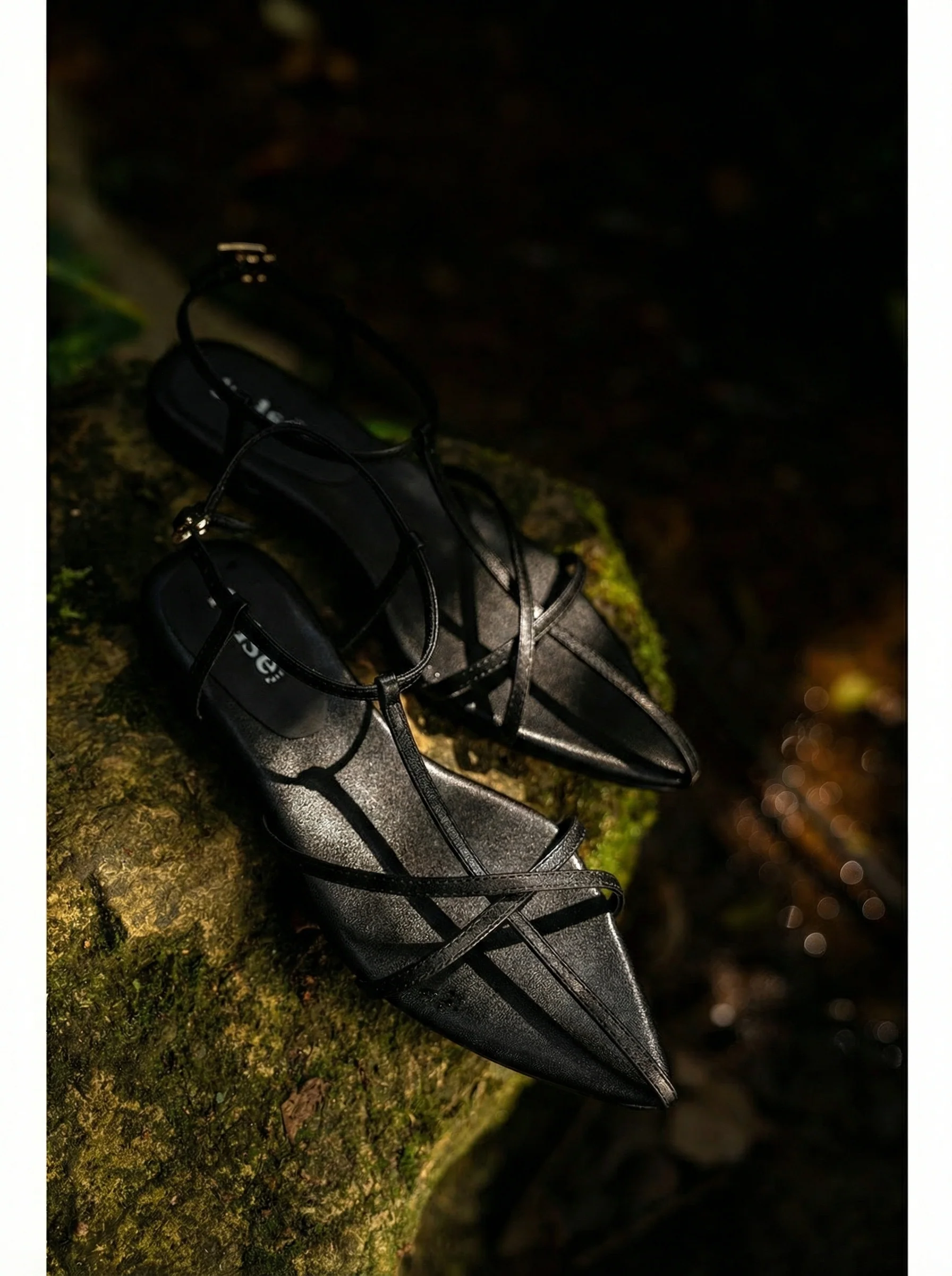 Pointed-Toe Strappy Leather Flats - Image 3