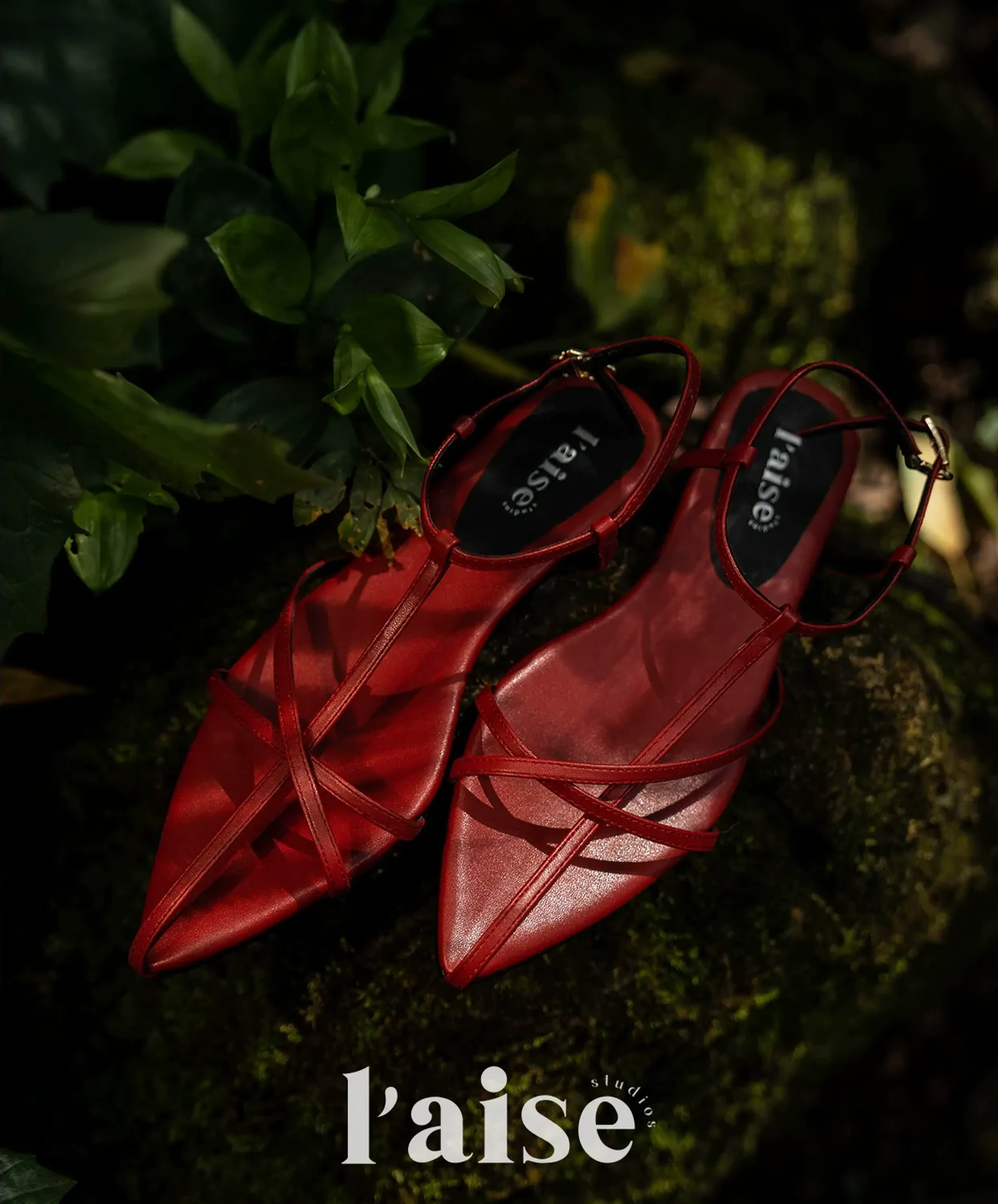 Pointed-Toe Strappy Leather Flats - Image 4