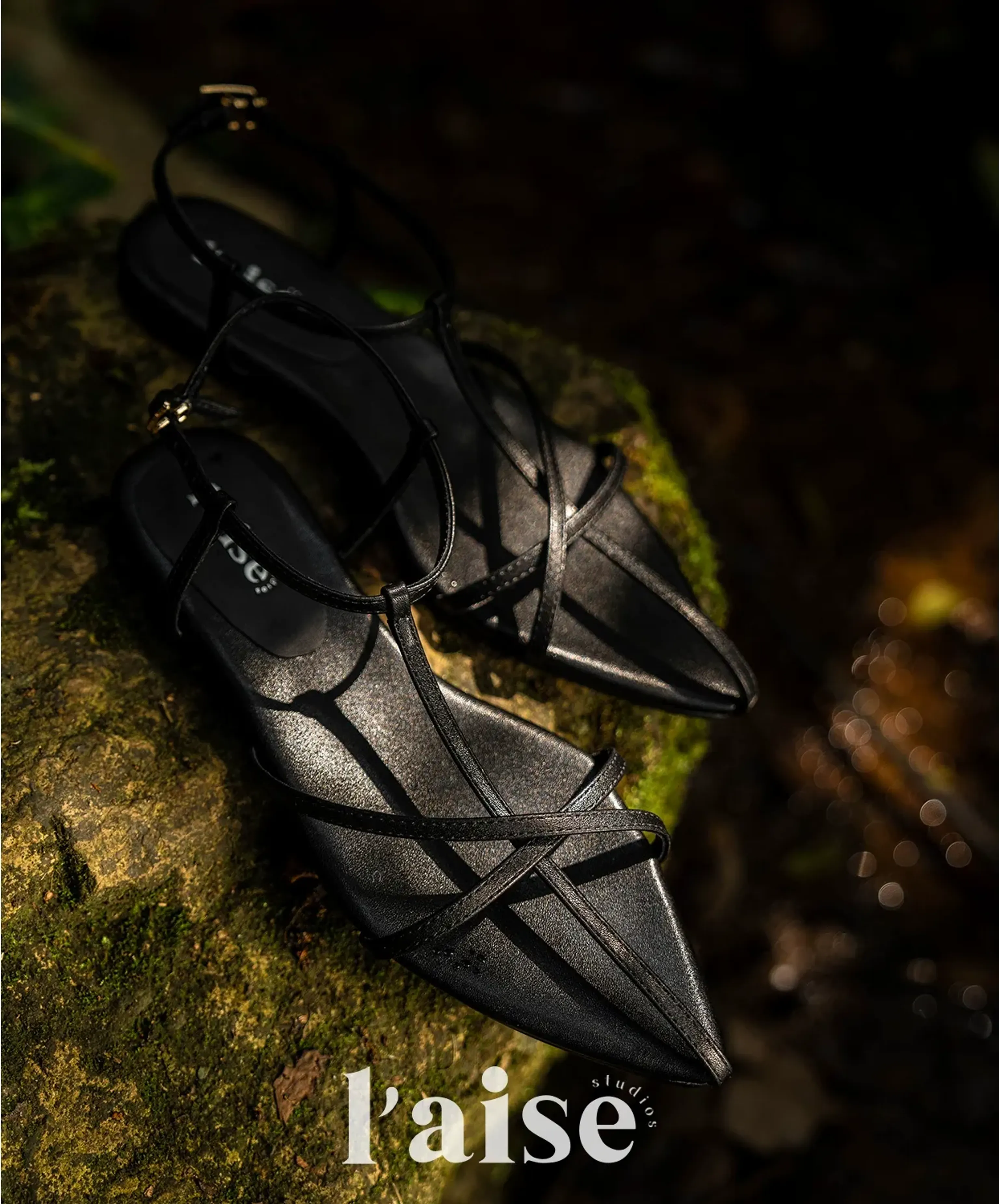 Pointed-Toe Strappy Leather Flats - Image 5