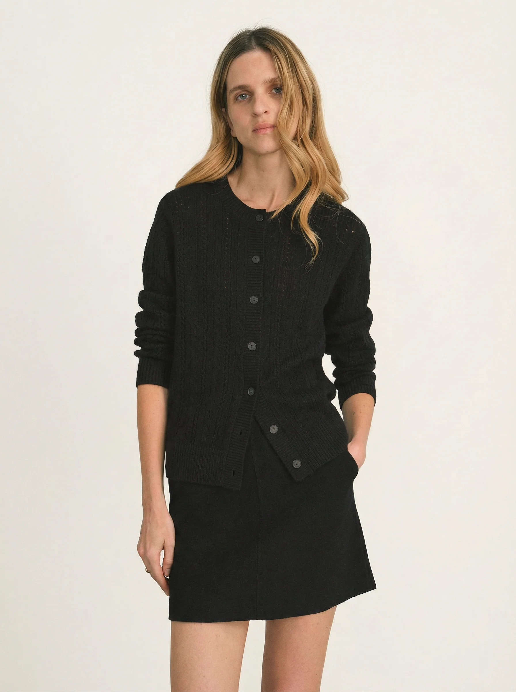 Pointelle Button Cardigan - Image 6