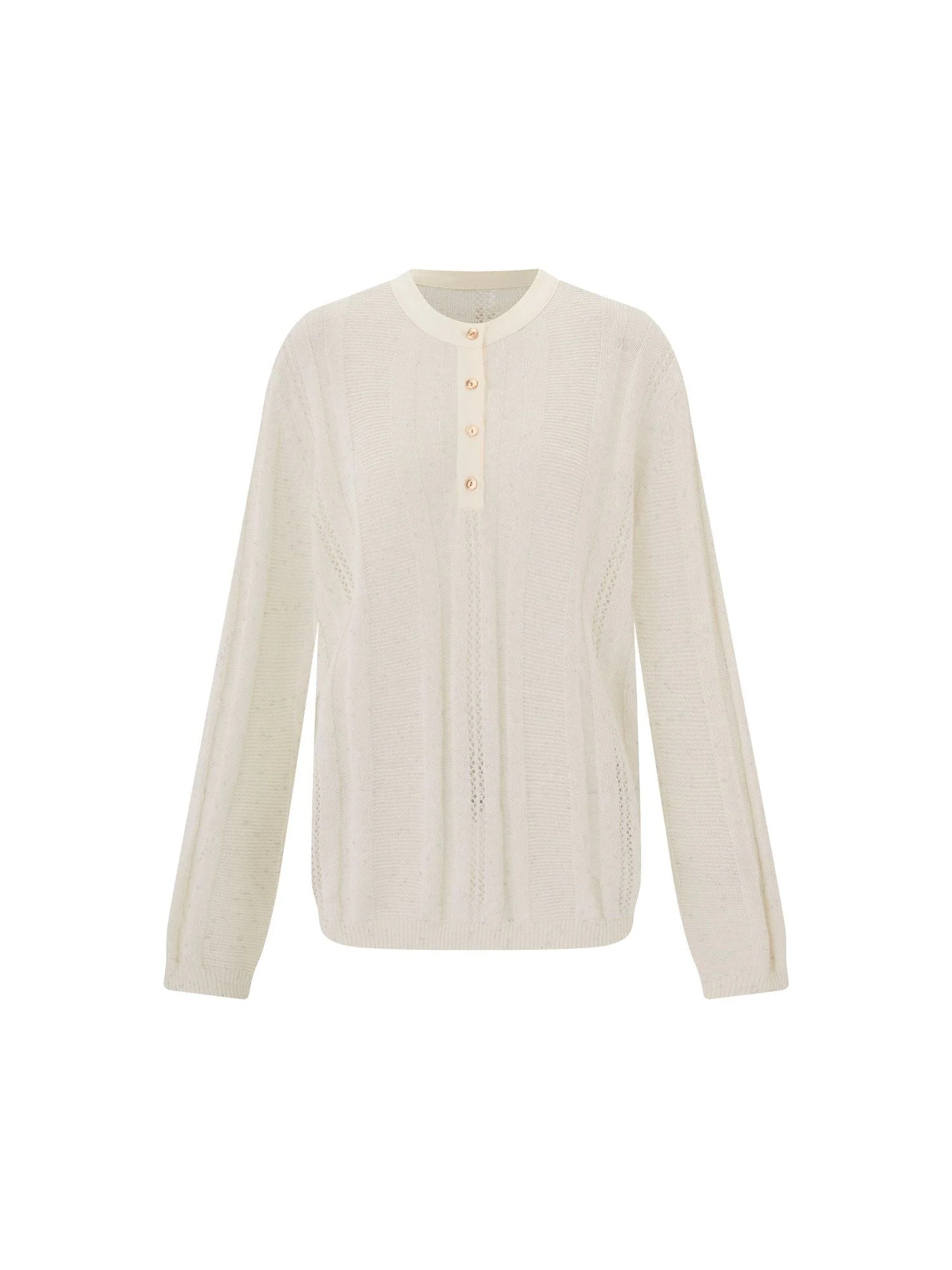 Pointelle Henley Sweater - Image 2